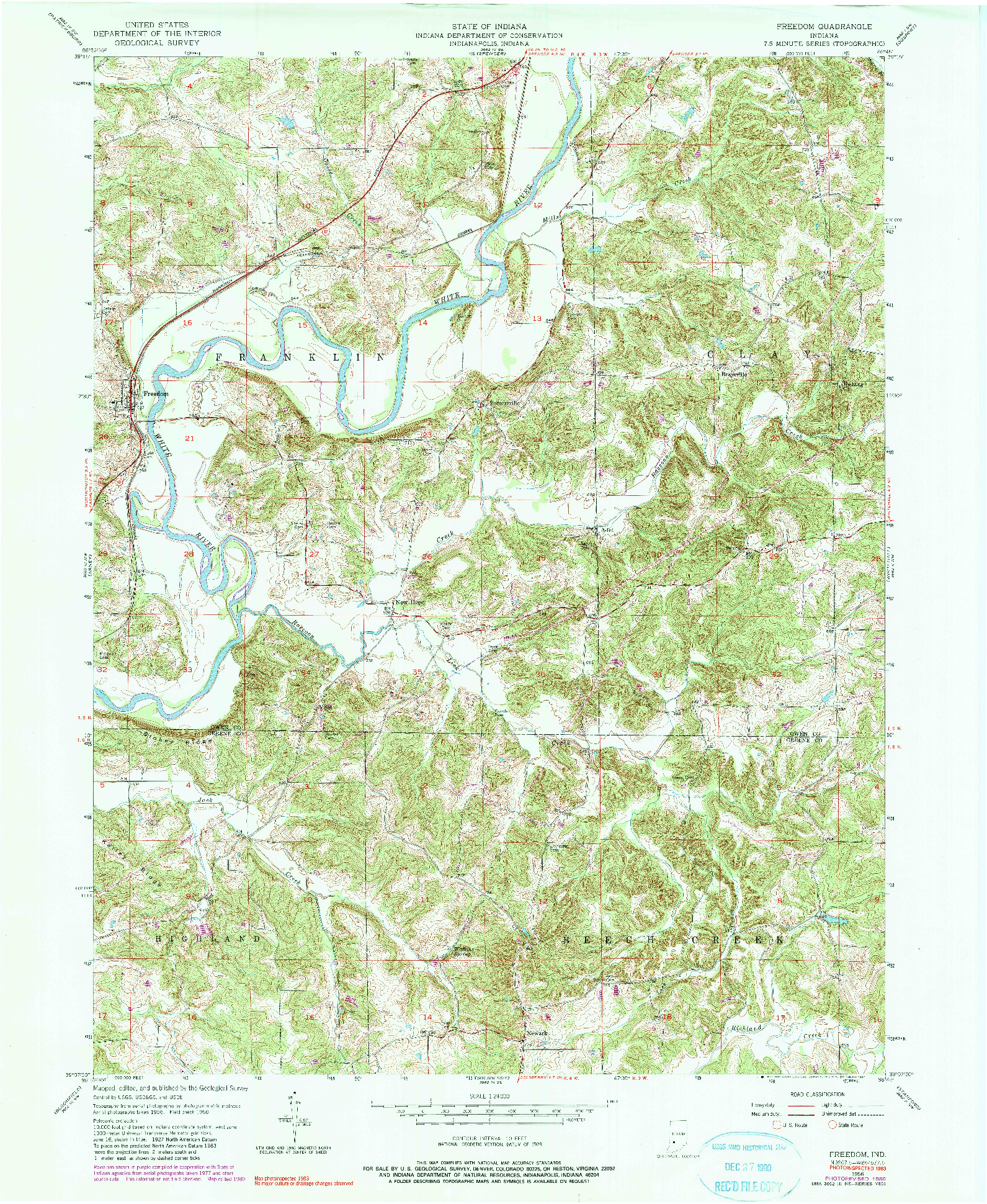 USGS 1:24000-SCALE QUADRANGLE FOR FREEDOM, IN 1956