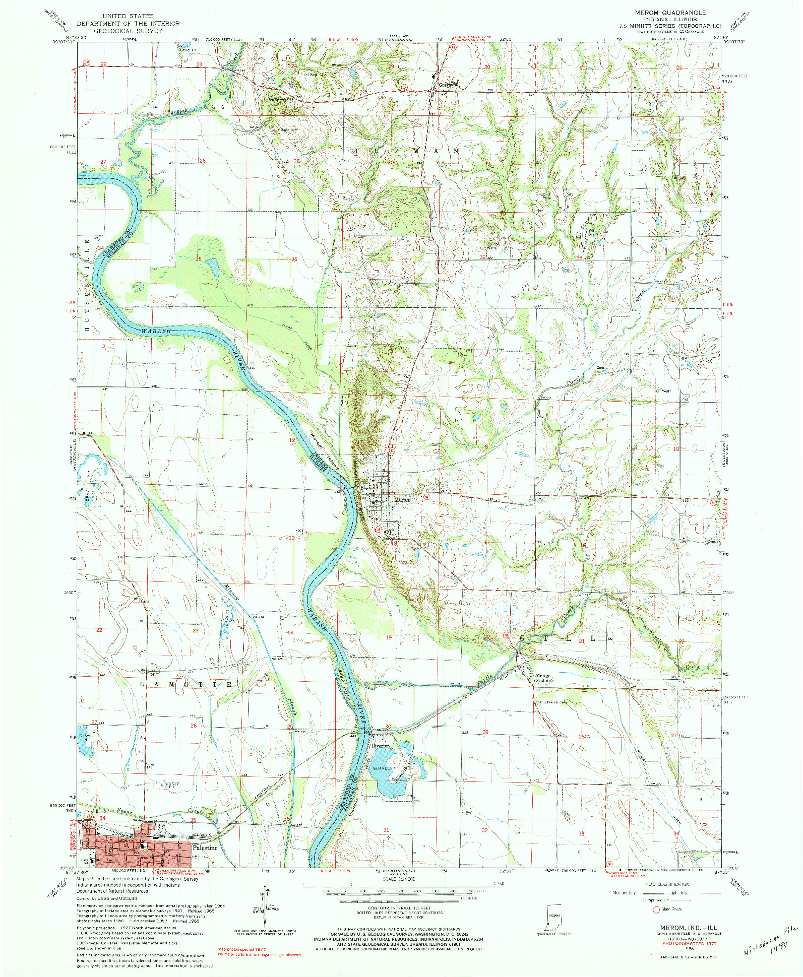 USGS 1:24000-SCALE QUADRANGLE FOR MEROM, IN 1966