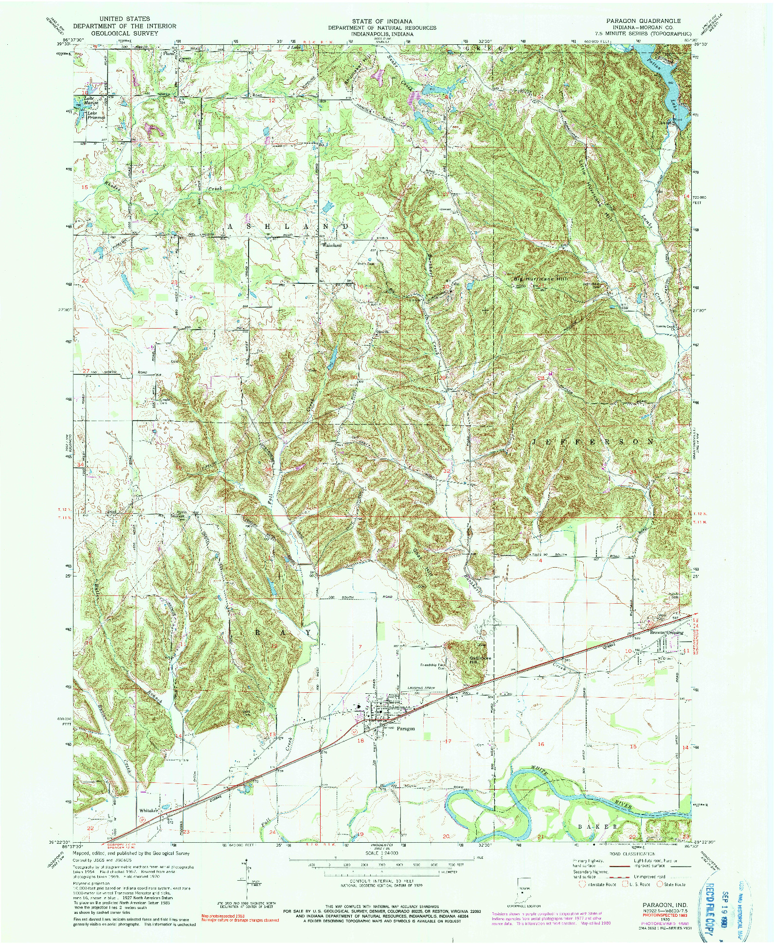 USGS 1:24000-SCALE QUADRANGLE FOR PARAGON, IN 1970