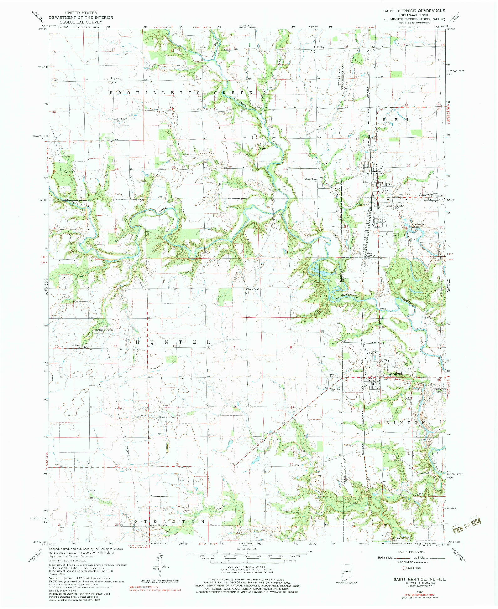 USGS 1:24000-SCALE QUADRANGLE FOR SAINT BERNICE, IN 1966