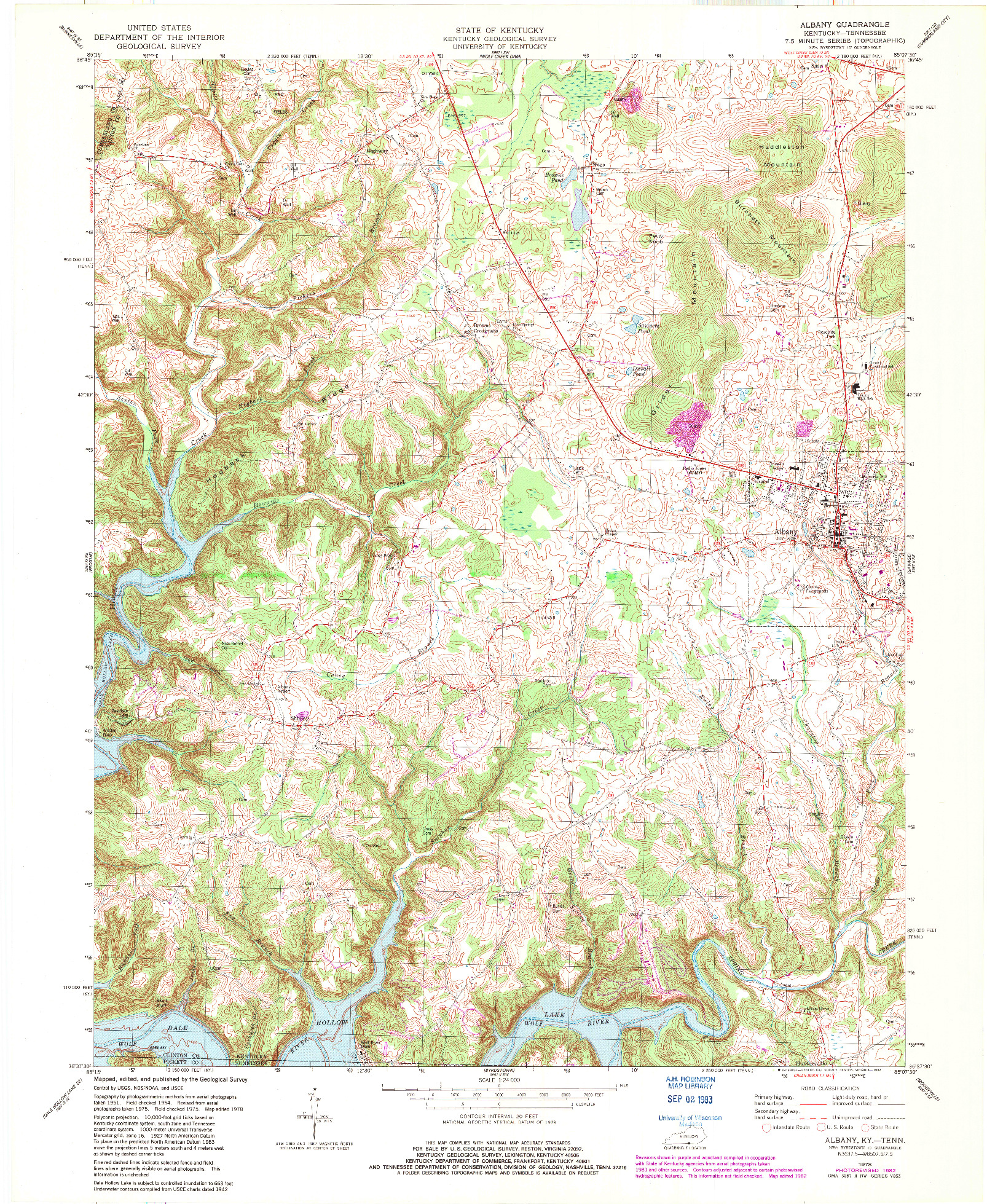 USGS 1:24000-SCALE QUADRANGLE FOR ALBANY, KY 1978
