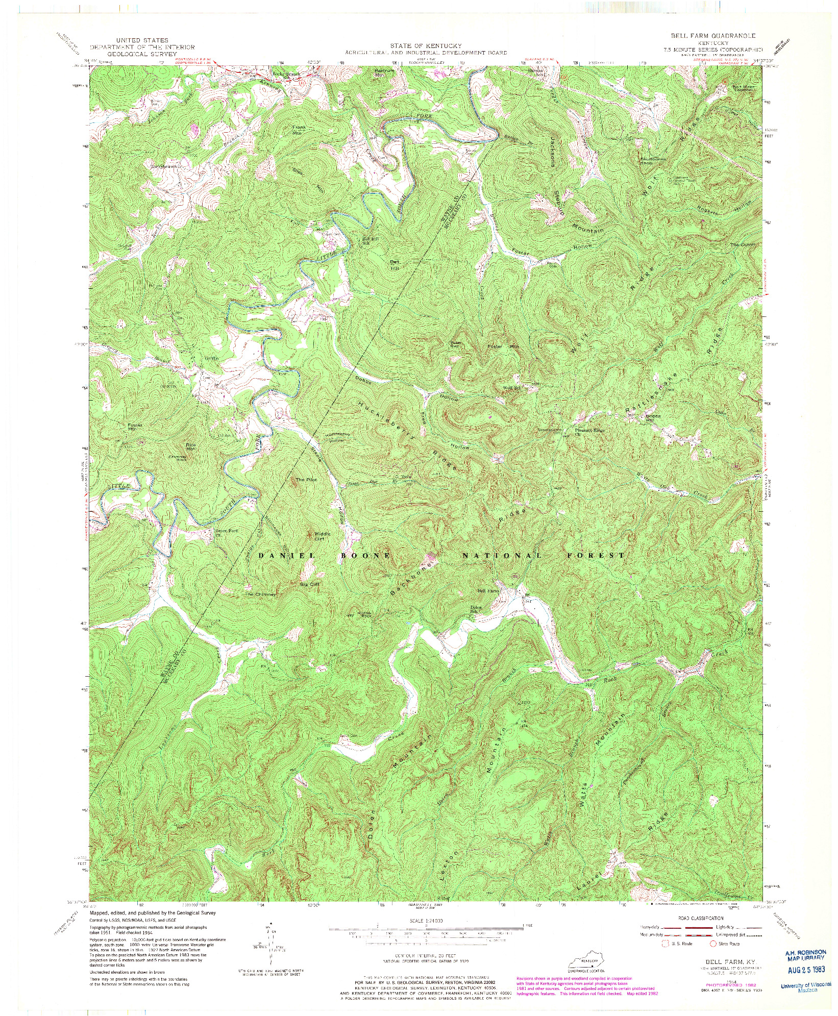 USGS 1:24000-SCALE QUADRANGLE FOR BELL FARM, KY 1954