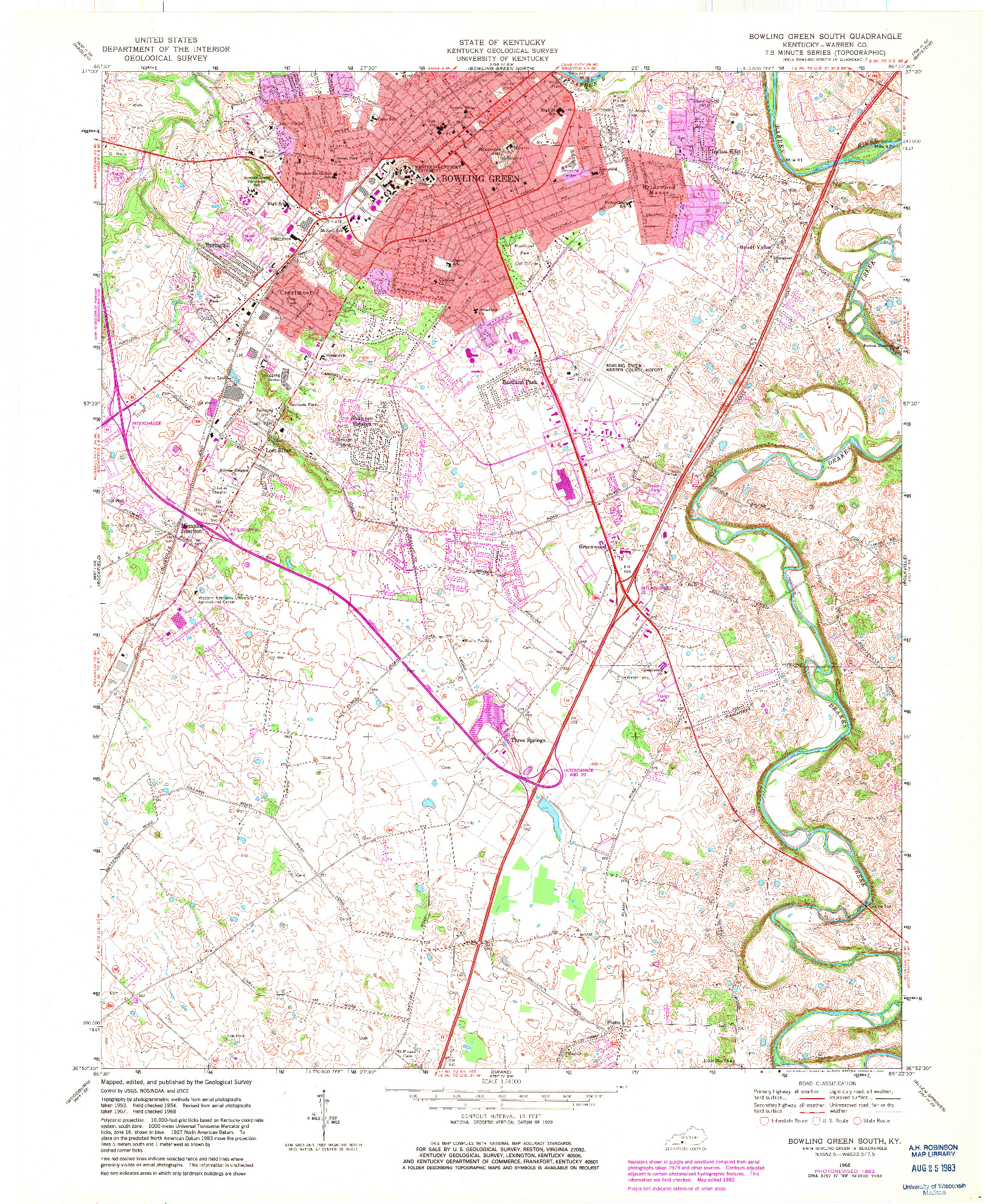 USGS 1:24000-SCALE QUADRANGLE FOR BOWLING GREEN SOUTH, KY 1968