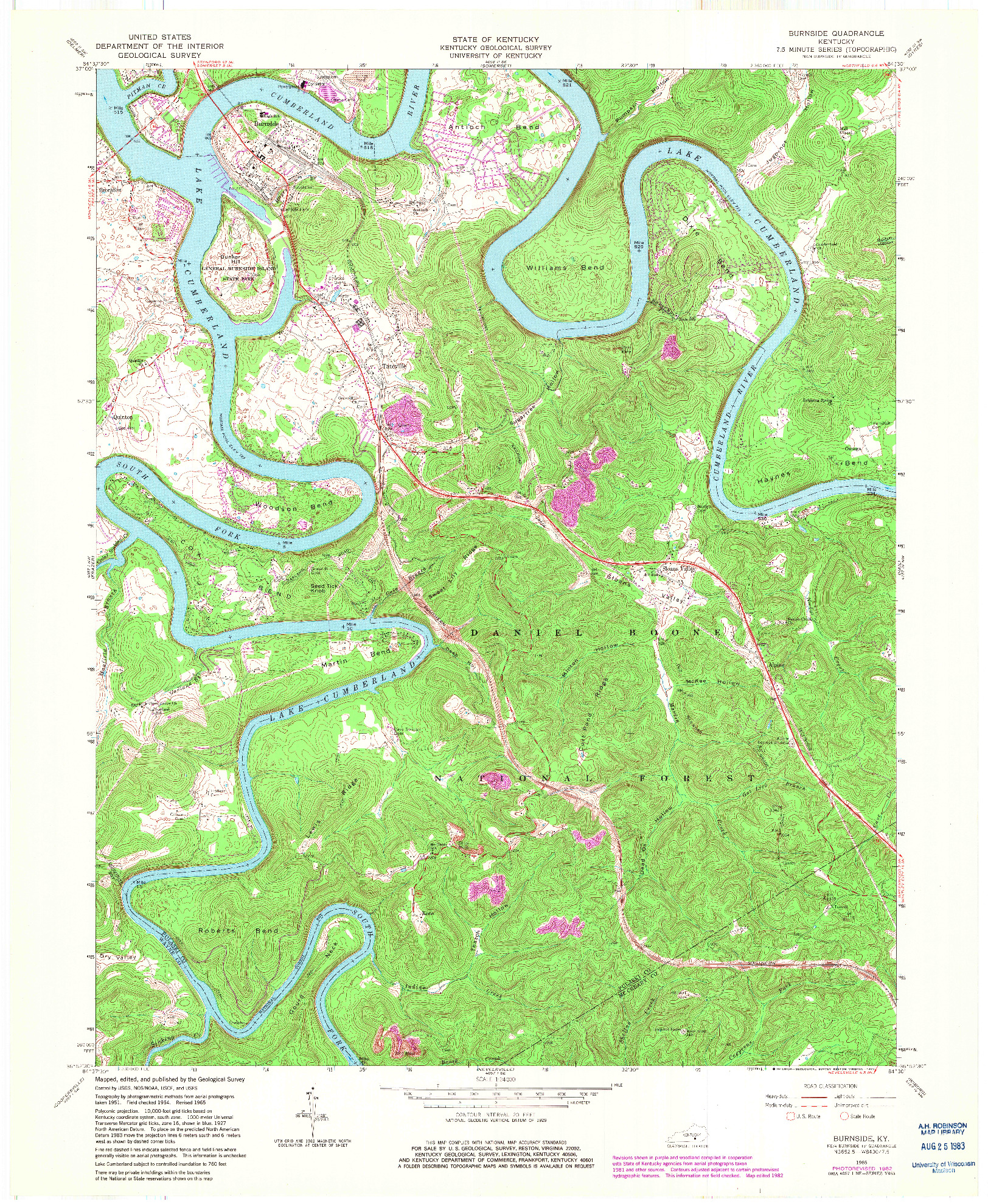 USGS 1:24000-SCALE QUADRANGLE FOR BURNSIDE, KY 1965