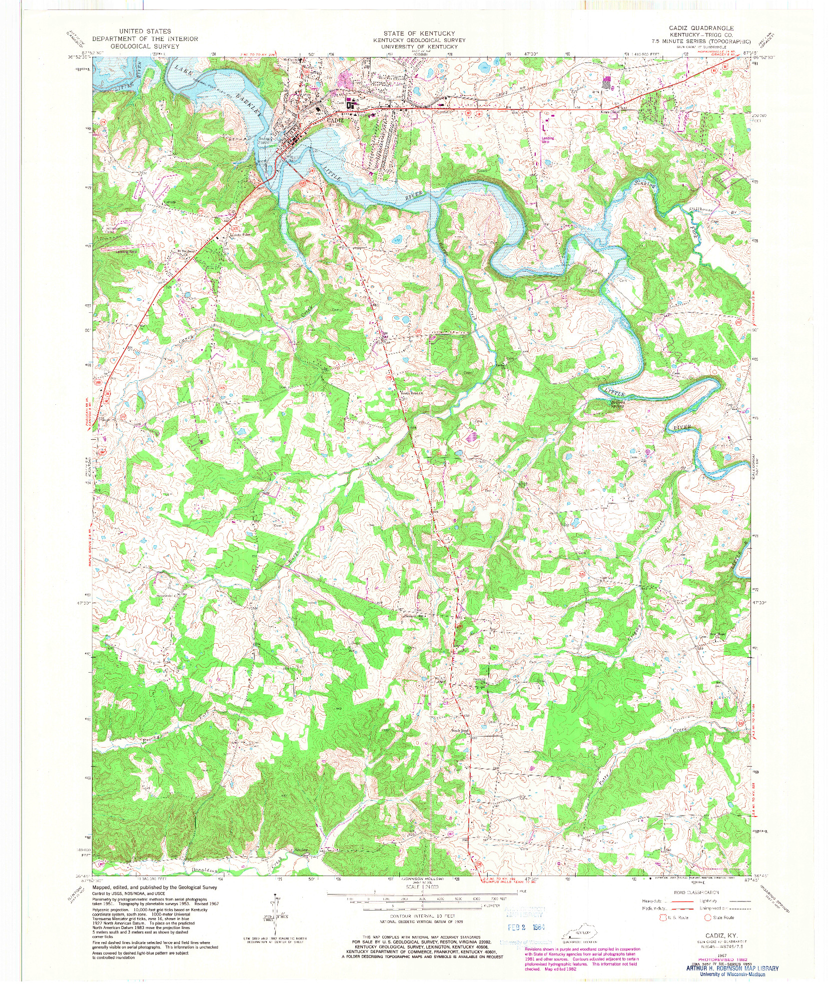 USGS 1:24000-SCALE QUADRANGLE FOR CADIZ, KY 1967