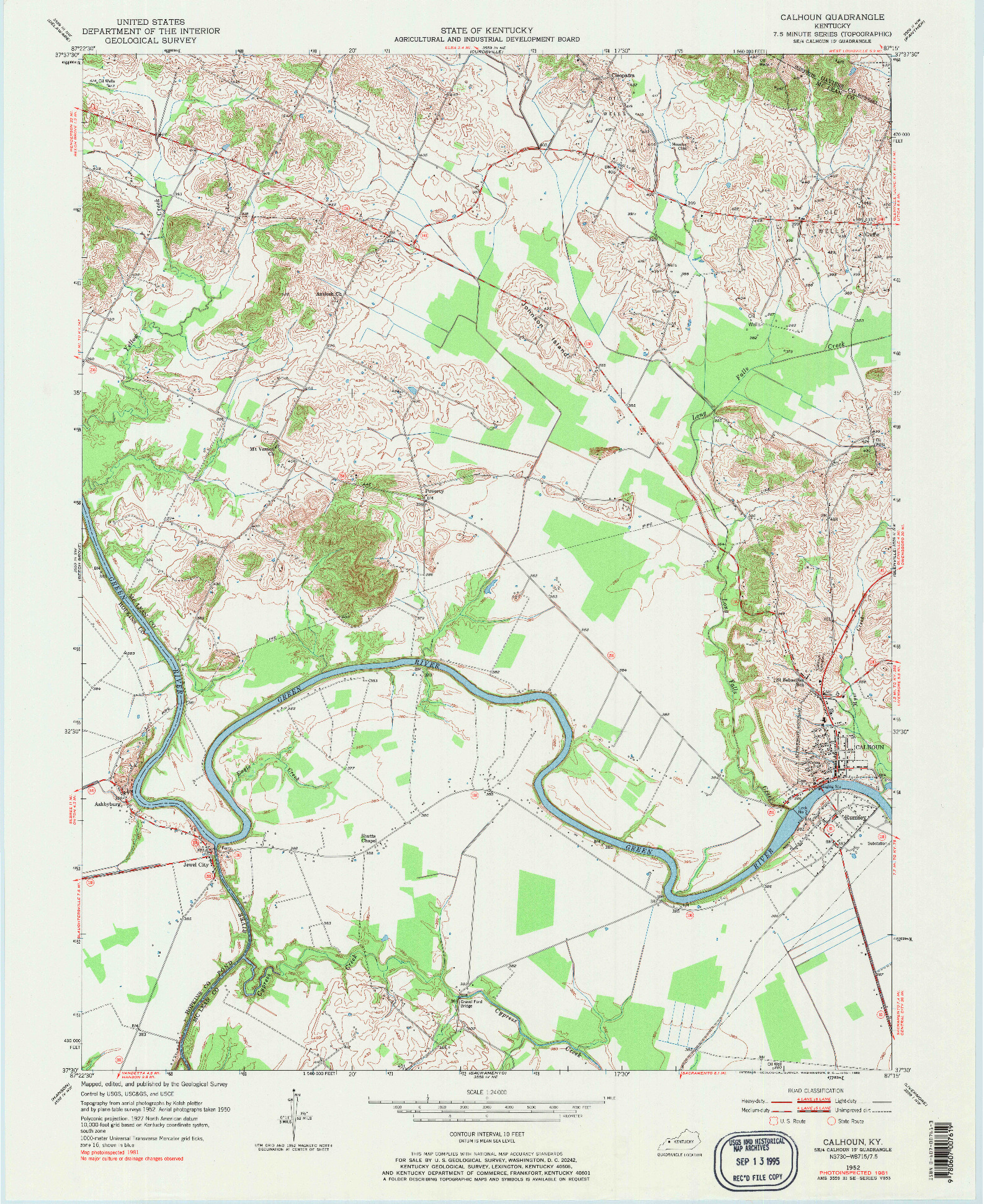 USGS 1:24000-SCALE QUADRANGLE FOR CALHOUN, KY 1952