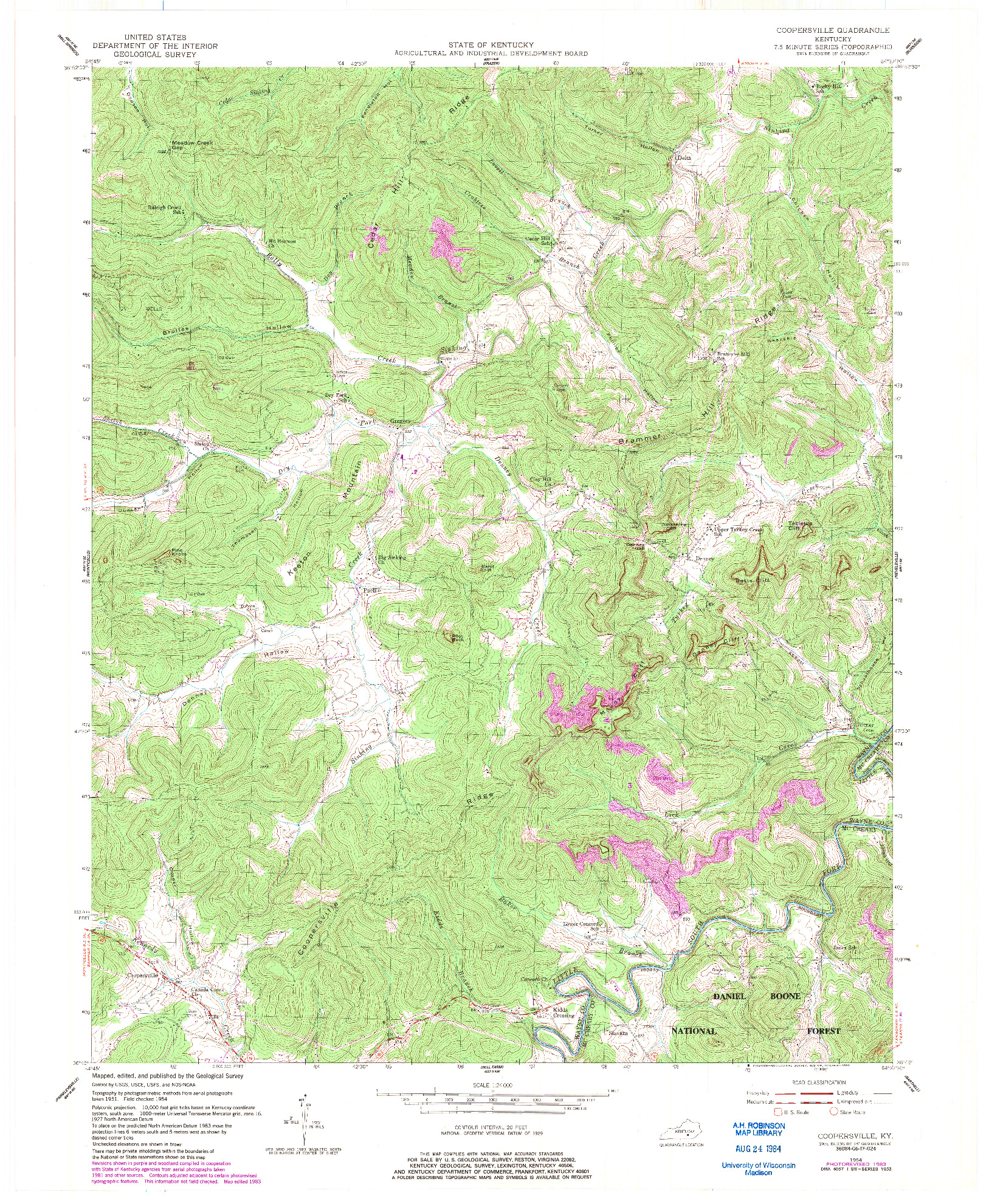 USGS 1:24000-SCALE QUADRANGLE FOR COOPERSVILLE, KY 1954