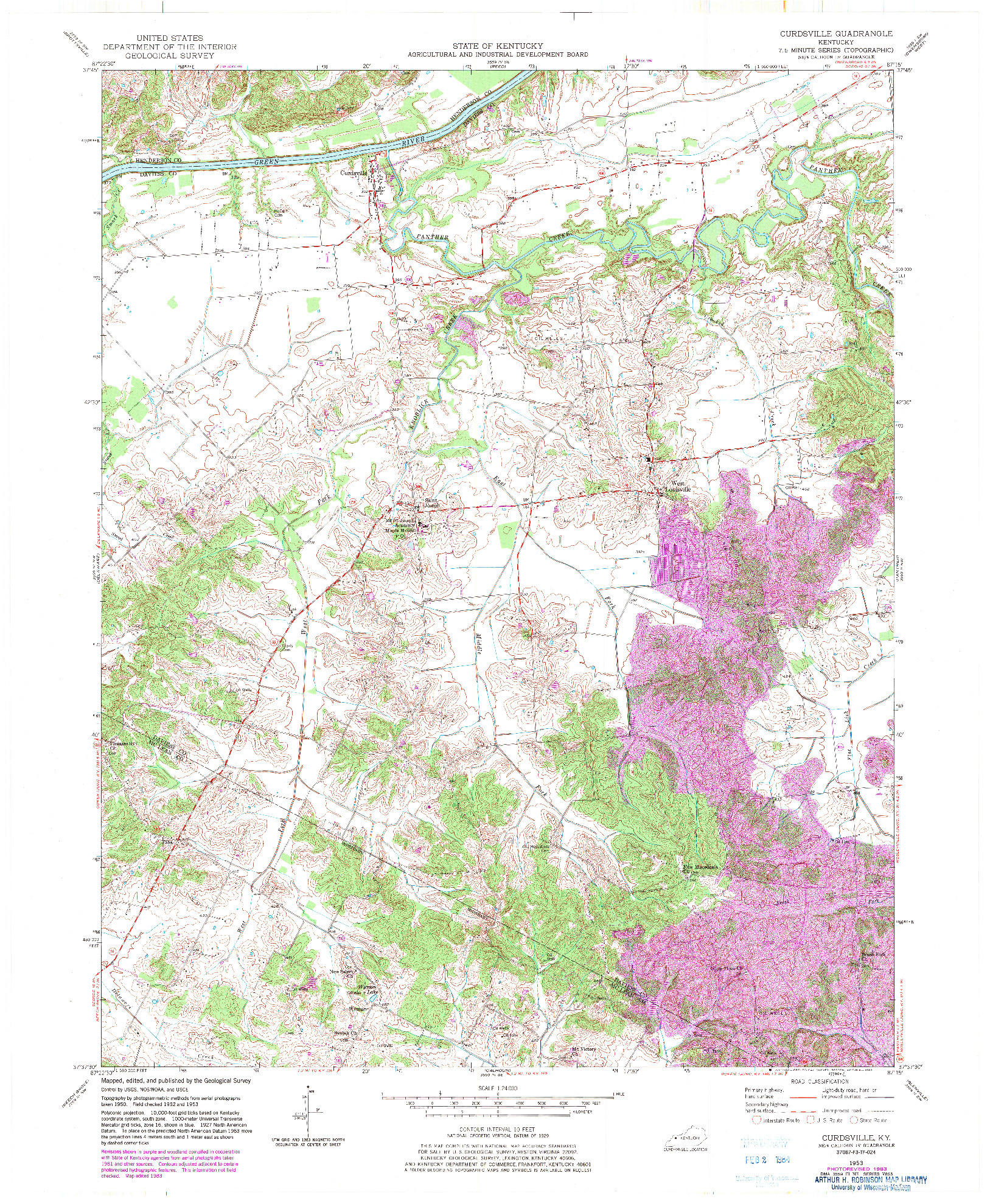 USGS 1:24000-SCALE QUADRANGLE FOR CURDSVILLE, KY 1953