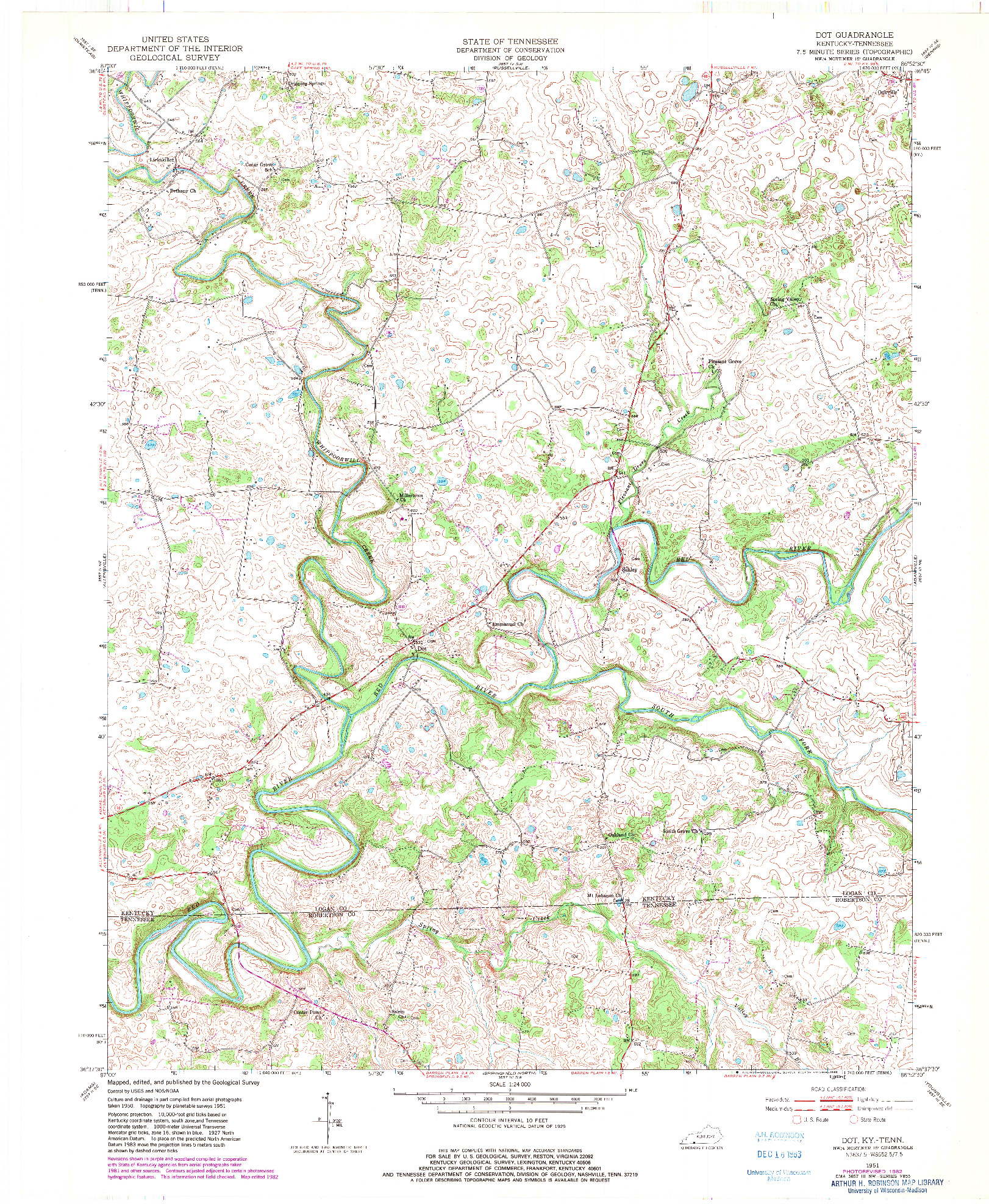 USGS 1:24000-SCALE QUADRANGLE FOR DOT, KY 1951