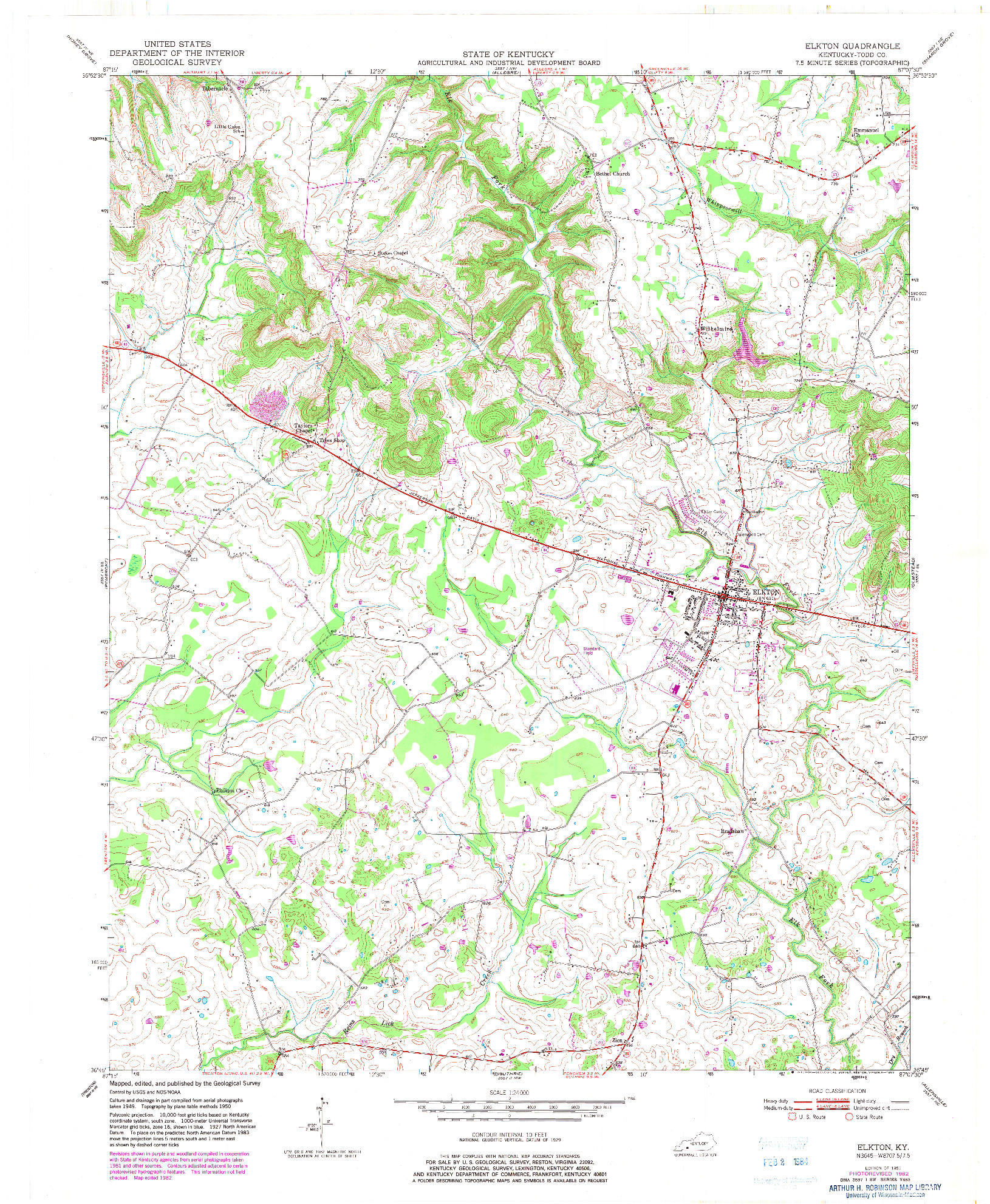 USGS 1:24000-SCALE QUADRANGLE FOR ELKTON, KY 1951