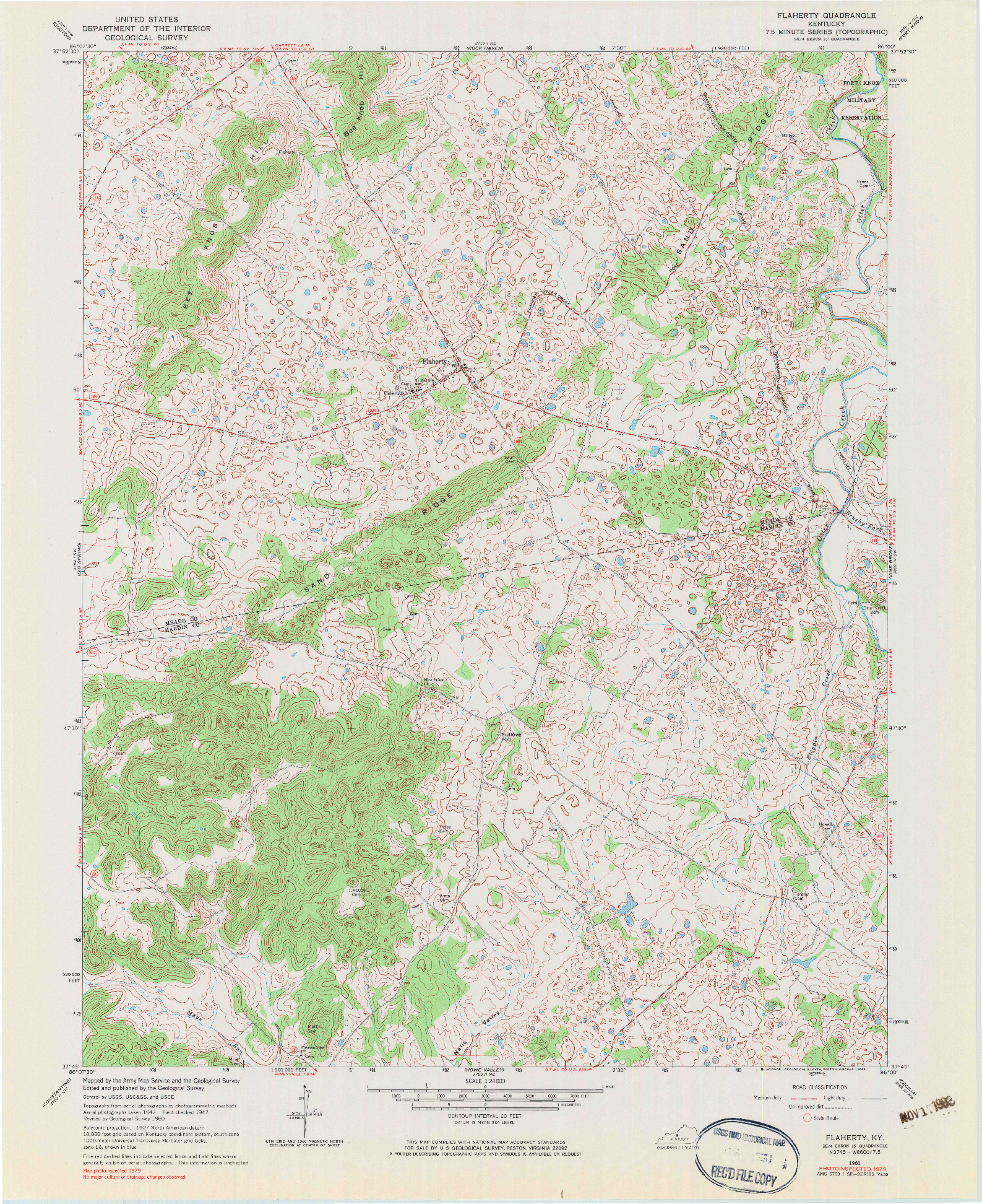 USGS 1:24000-SCALE QUADRANGLE FOR FLAHERTY, KY 1960