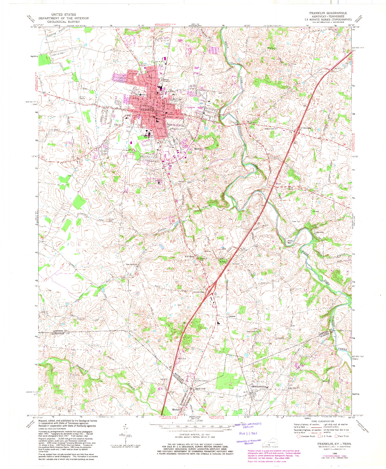 USGS 1:24000-SCALE QUADRANGLE FOR FRANKLIN, KY 1968