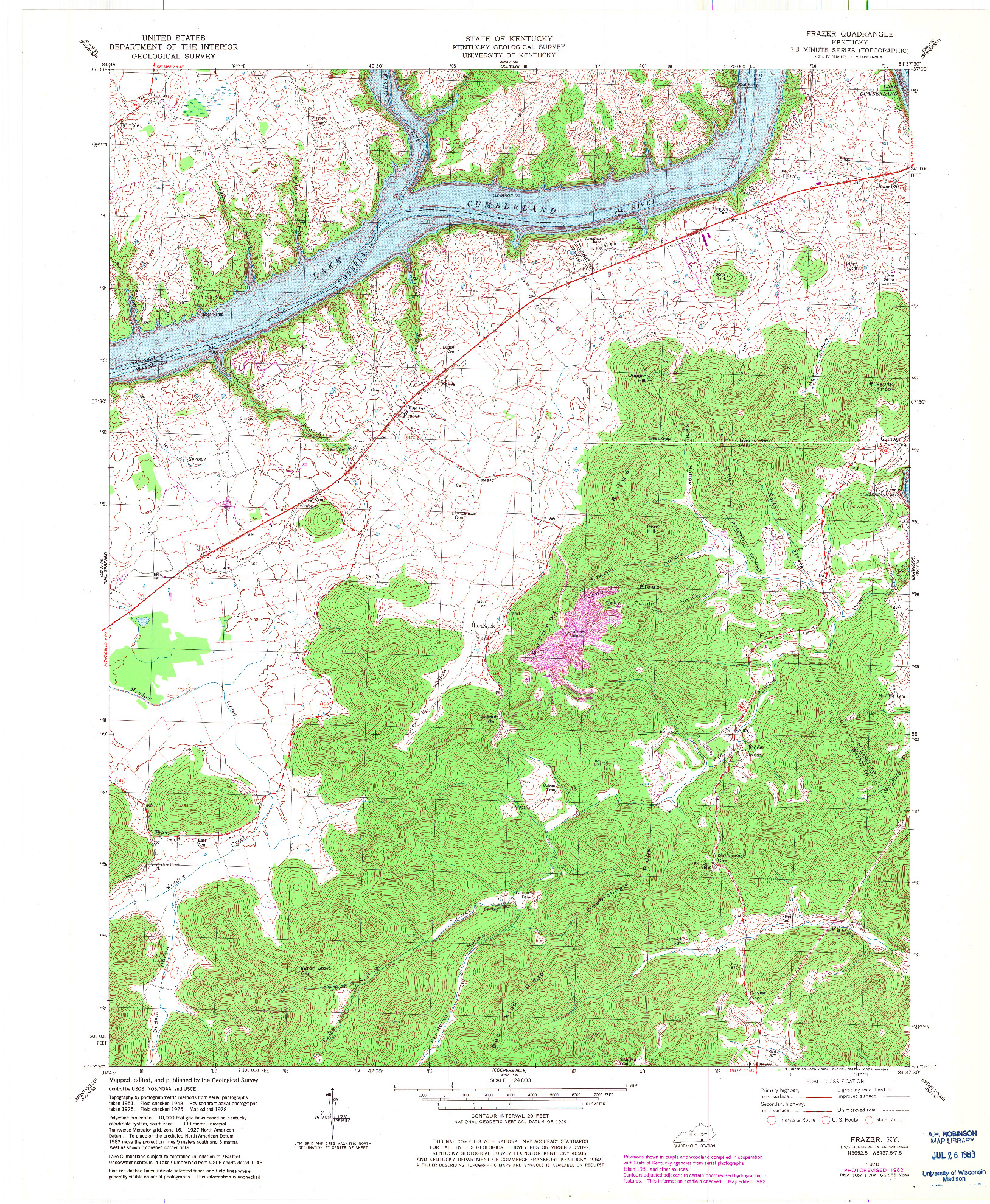 USGS 1:24000-SCALE QUADRANGLE FOR FRAZER, KY 1978