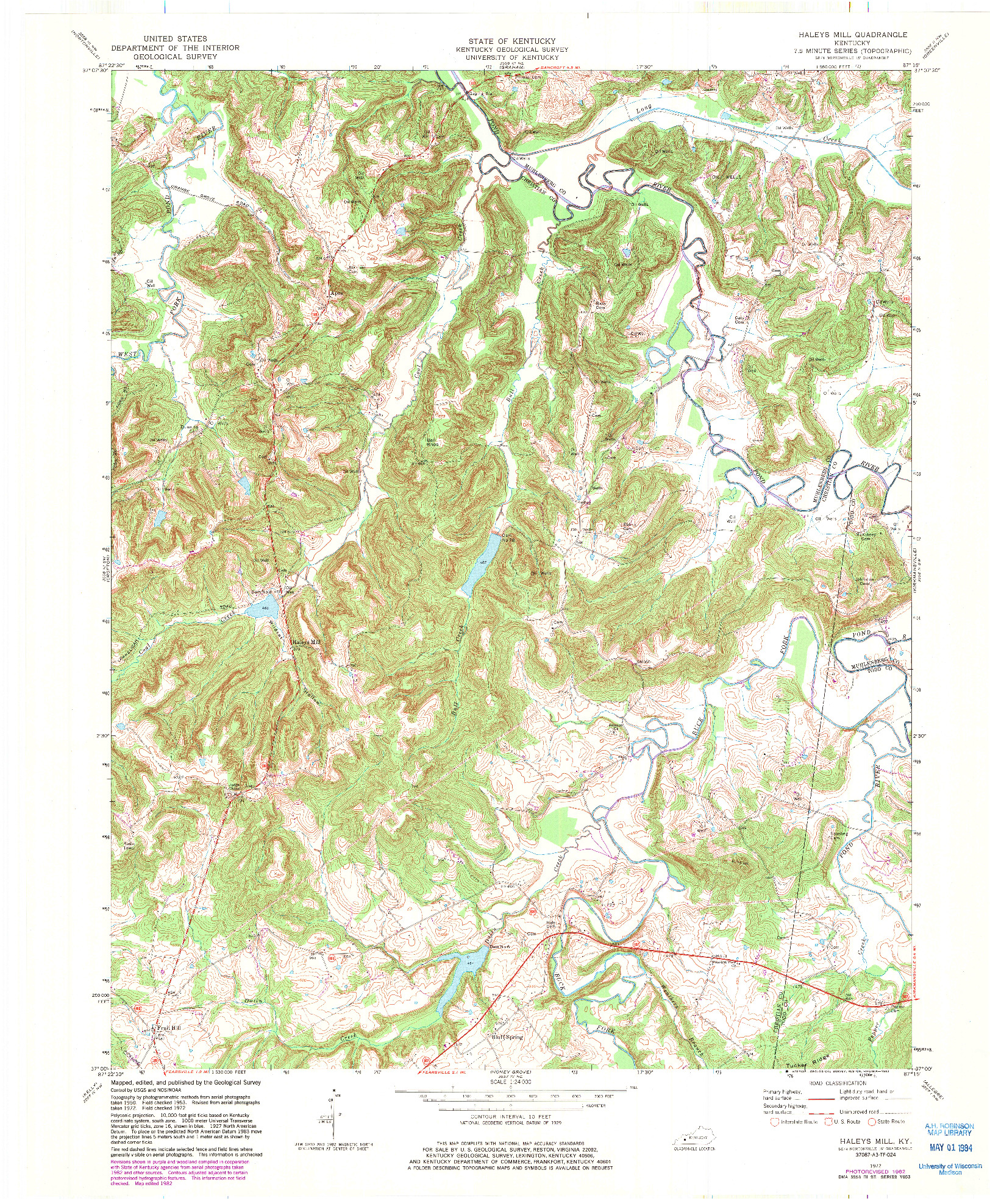 USGS 1:24000-SCALE QUADRANGLE FOR HALEYS MILL, KY 1972