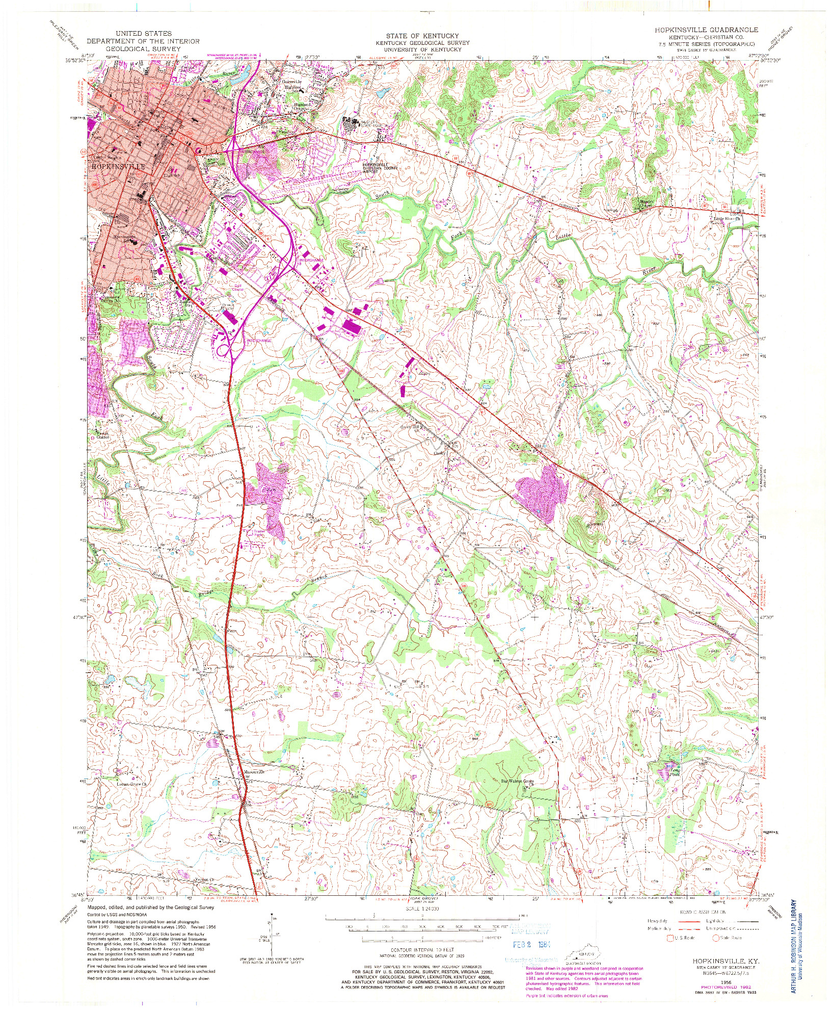 USGS 1:24000-SCALE QUADRANGLE FOR HOPKINSVILLE, KY 1956