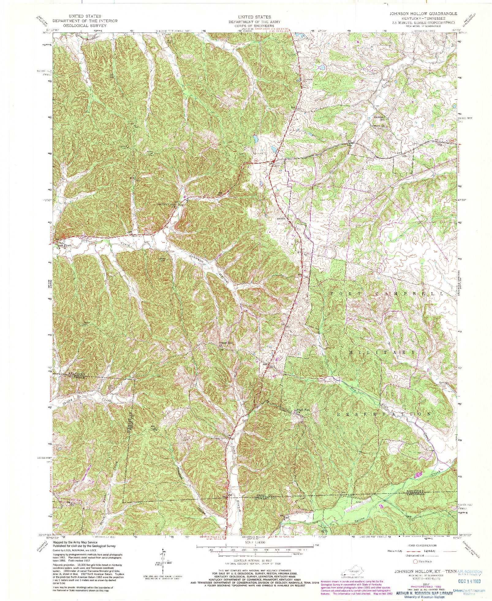 USGS 1:24000-SCALE QUADRANGLE FOR JOHNSON HOLLOW, KY 1957