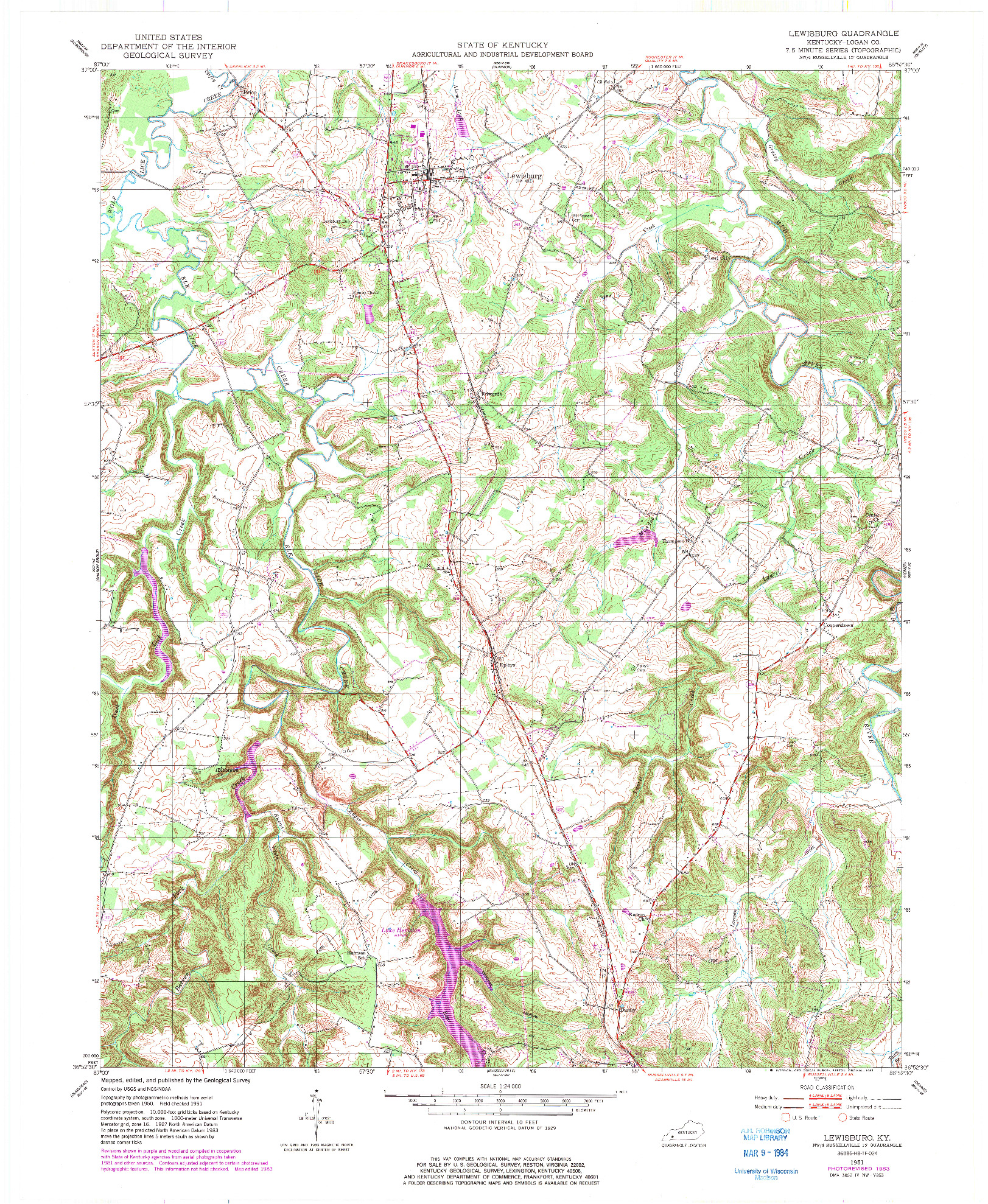 USGS 1:24000-SCALE QUADRANGLE FOR LEWISBURG, KY 1951