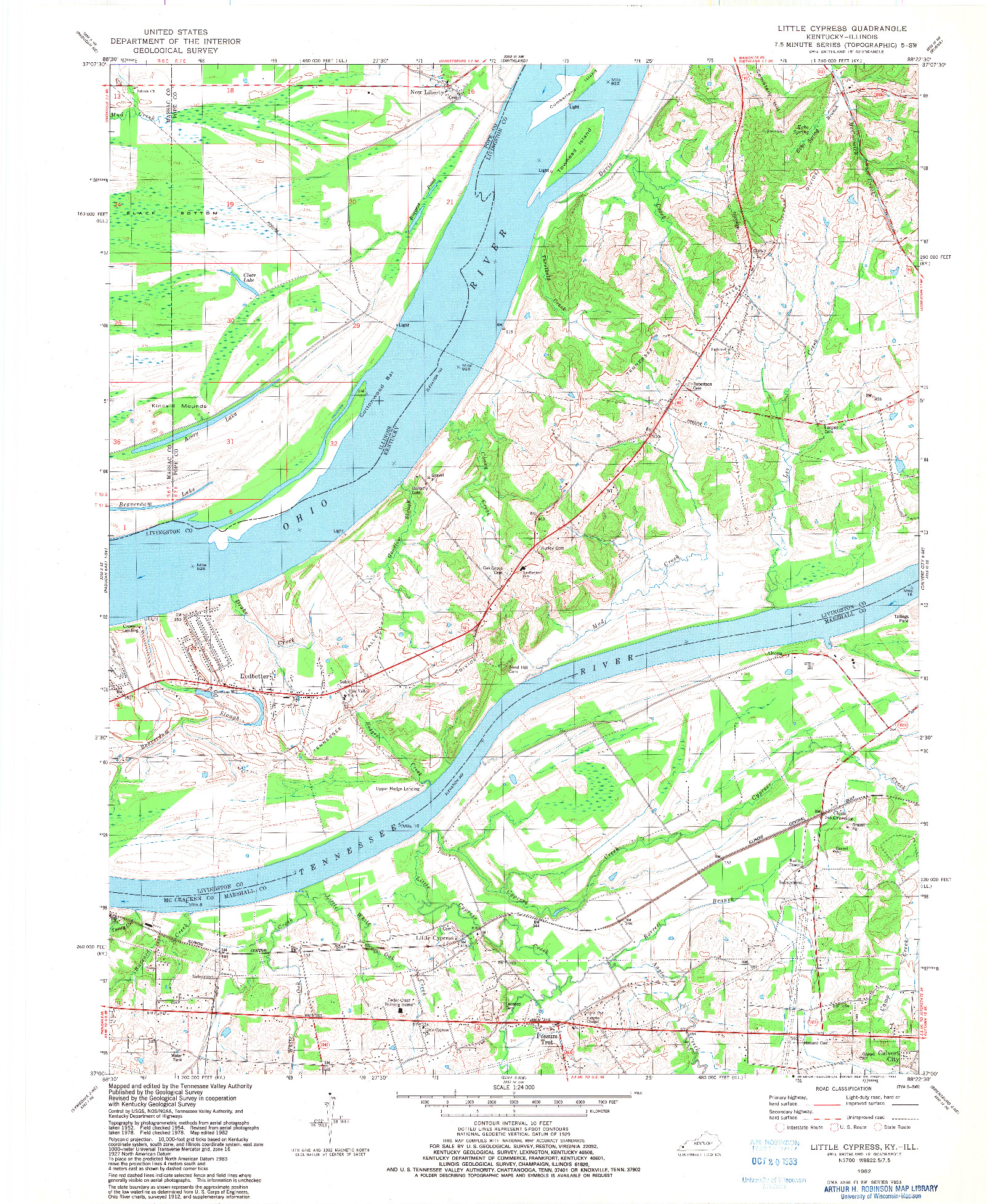 USGS 1:24000-SCALE QUADRANGLE FOR LITTLE CYPRESS, KY 1982
