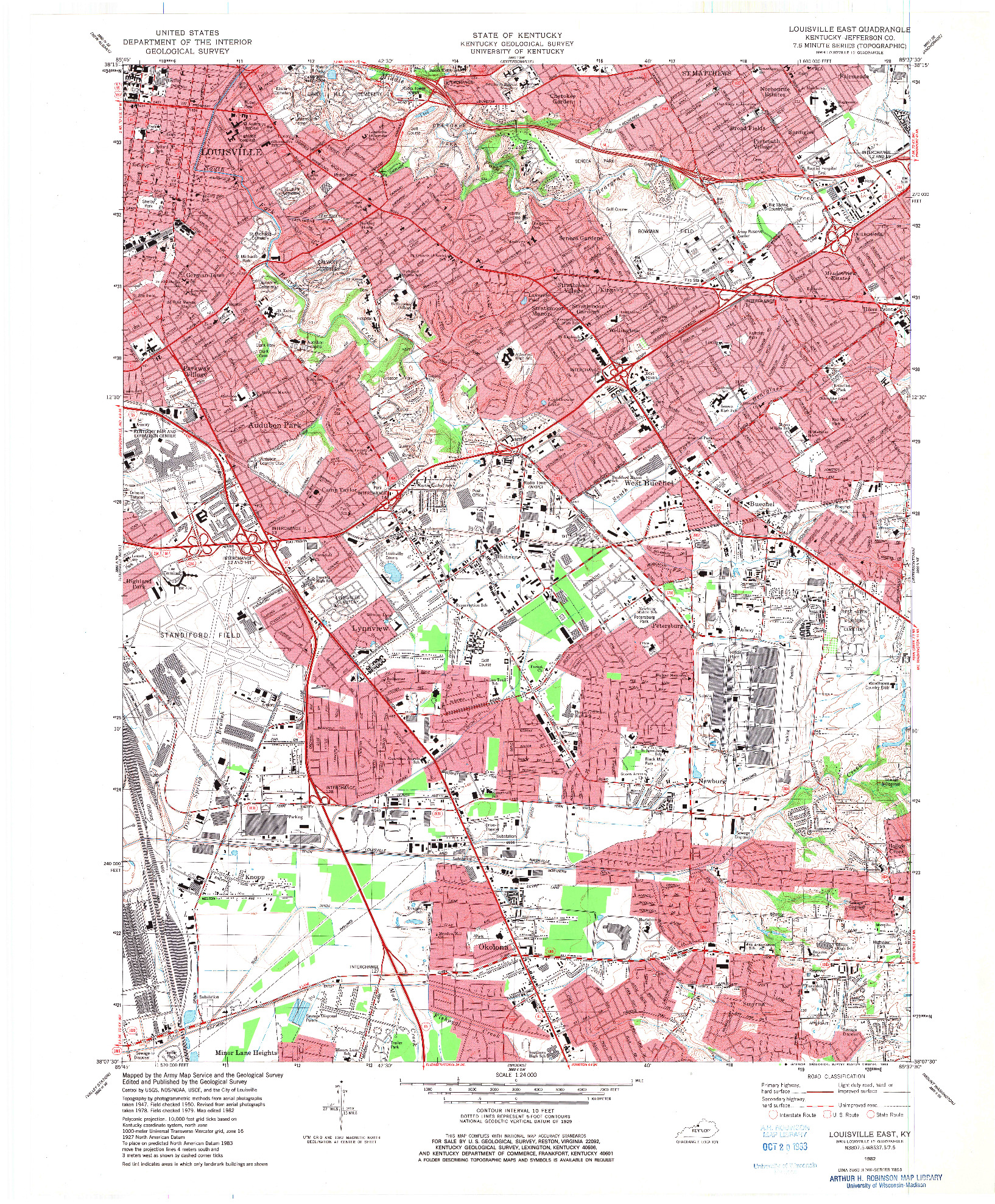 USGS 1:24000-SCALE QUADRANGLE FOR LOUISVILLE EAST, KY 1982