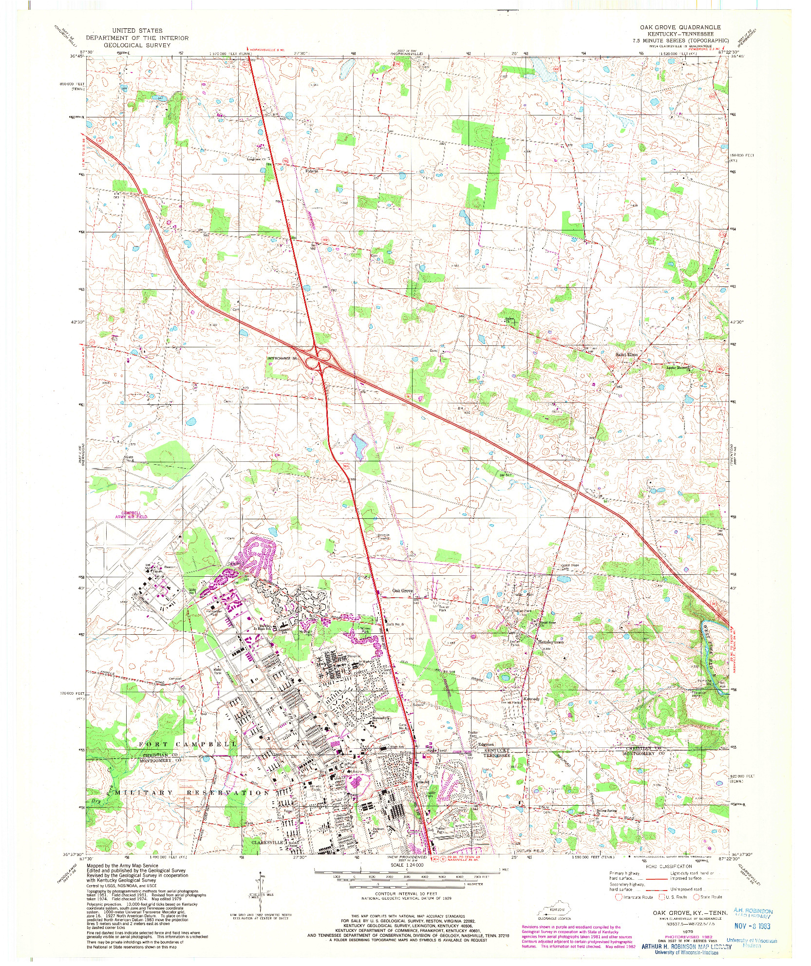 USGS 1:24000-SCALE QUADRANGLE FOR OAK GROVE, KY 1979