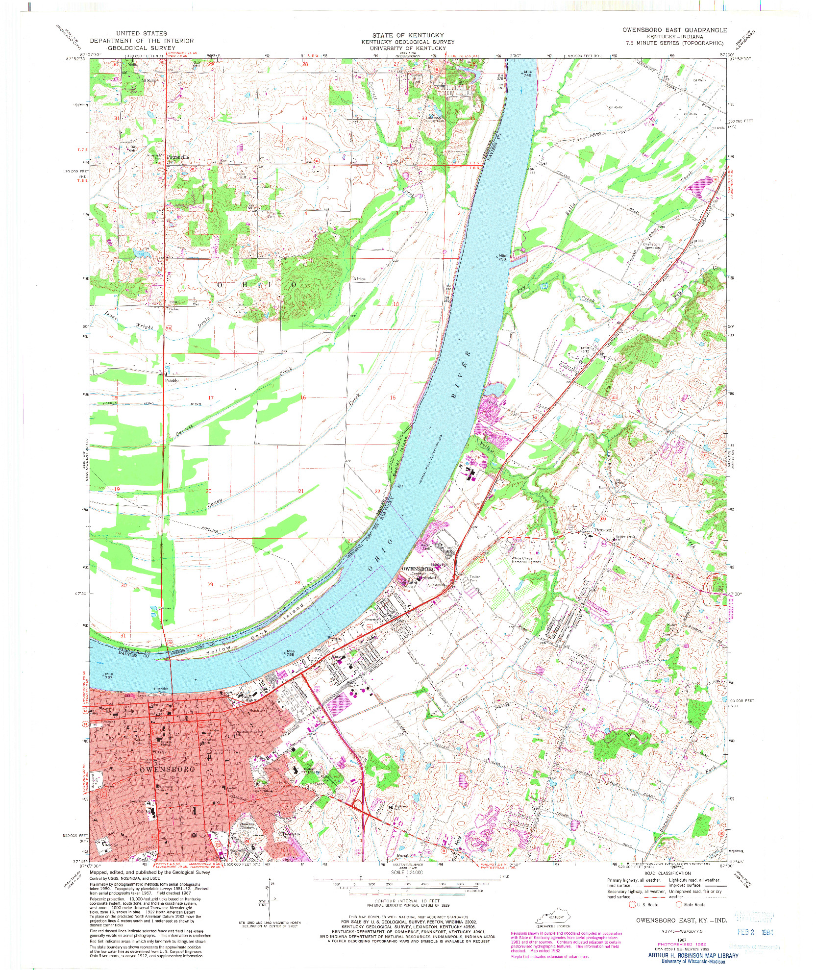 USGS 1:24000-SCALE QUADRANGLE FOR OWENSBORO EAST, KY 1967