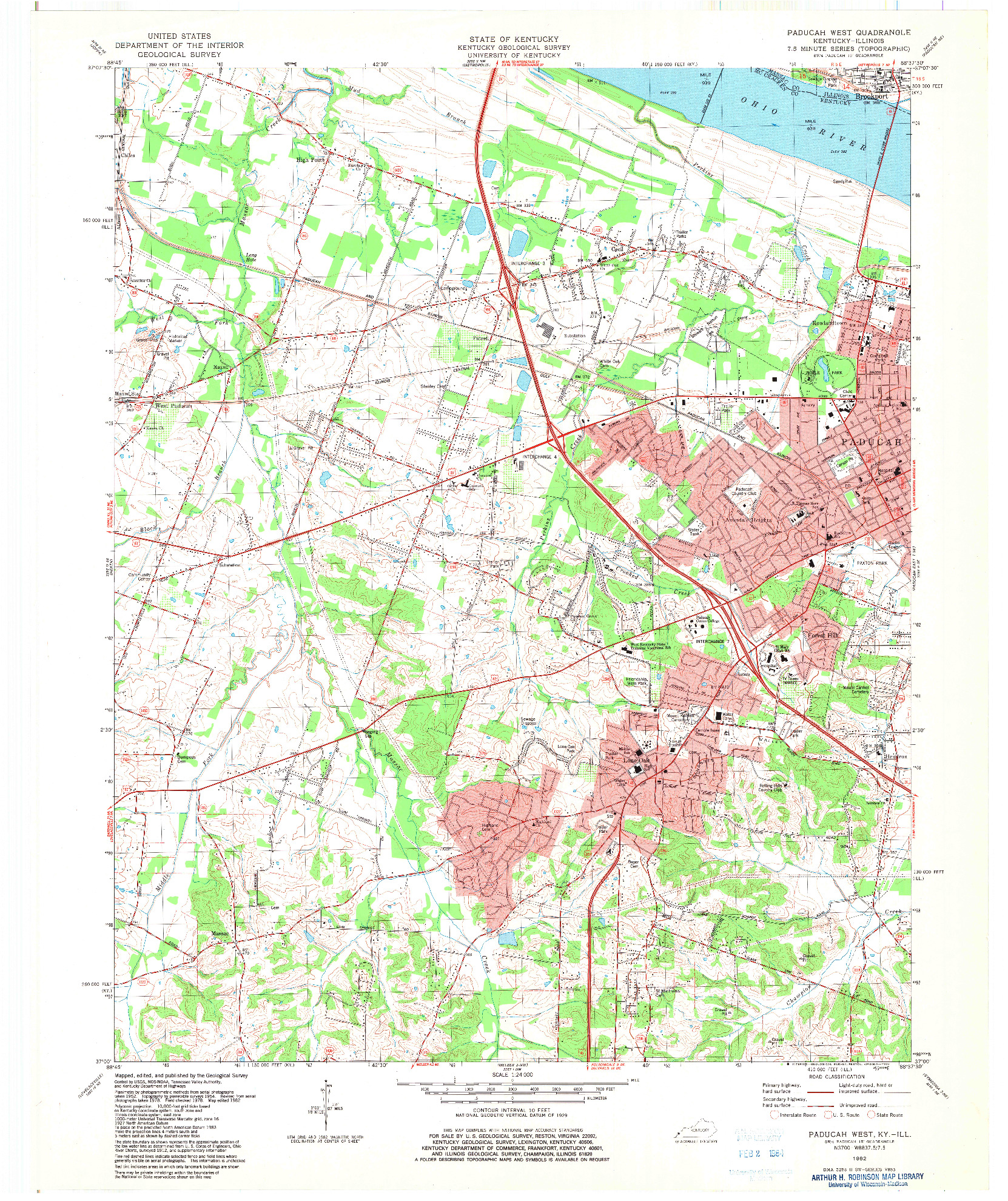 USGS 1:24000-SCALE QUADRANGLE FOR PADUCAH WEST, KY 1982