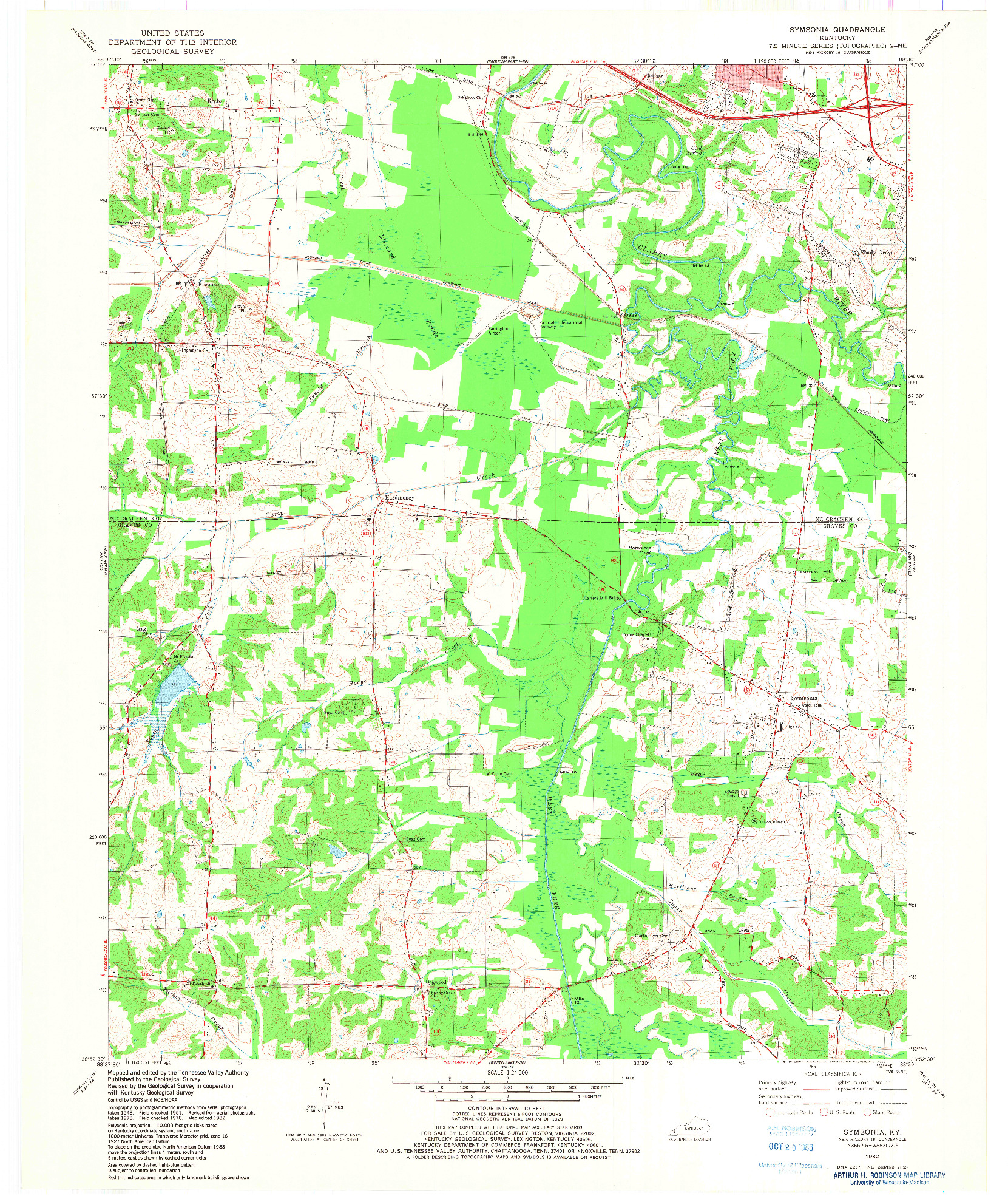 USGS 1:24000-SCALE QUADRANGLE FOR SYMSONIA, KY 1982