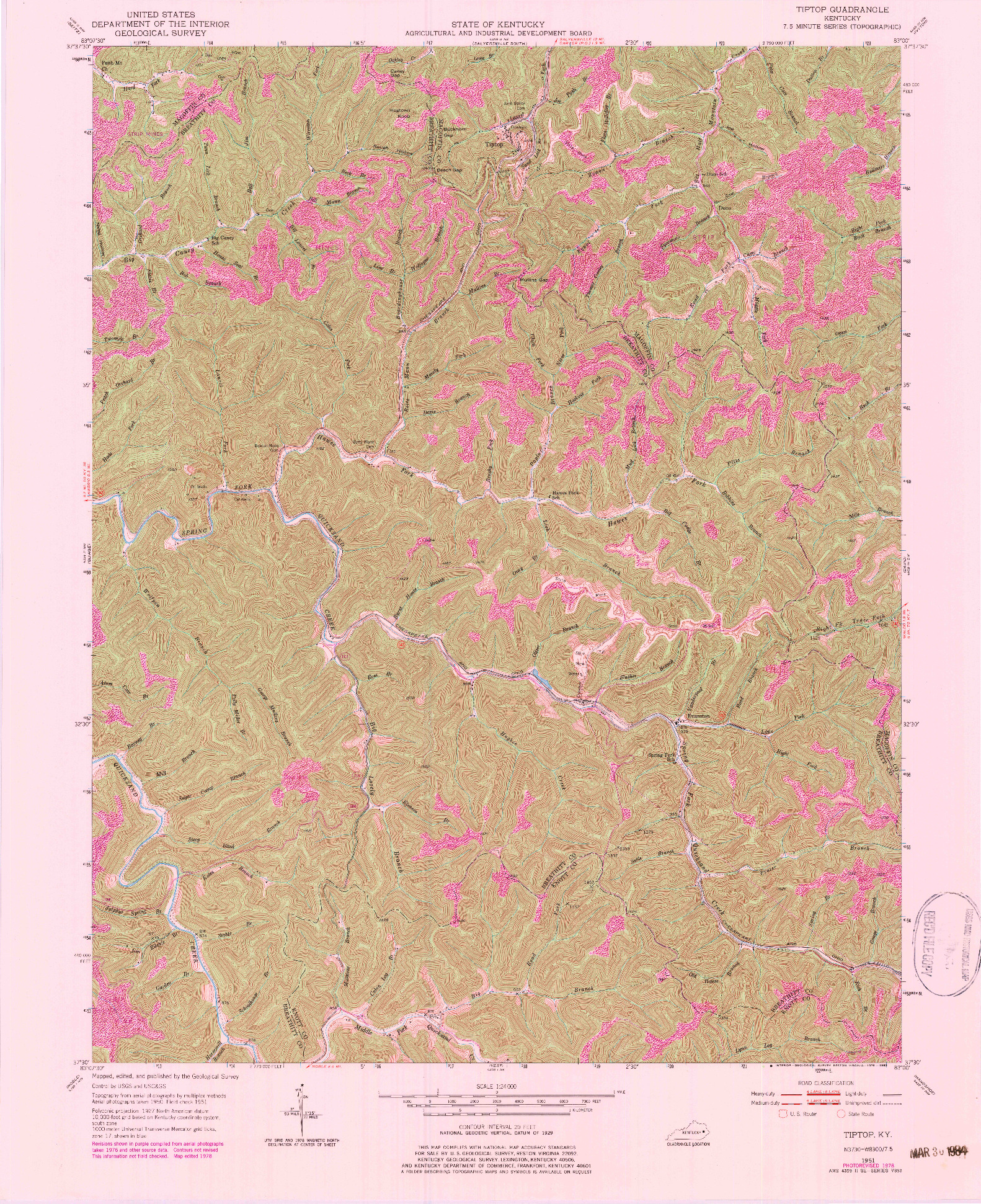 USGS 1:24000-SCALE QUADRANGLE FOR TIPTOP, KY 1951