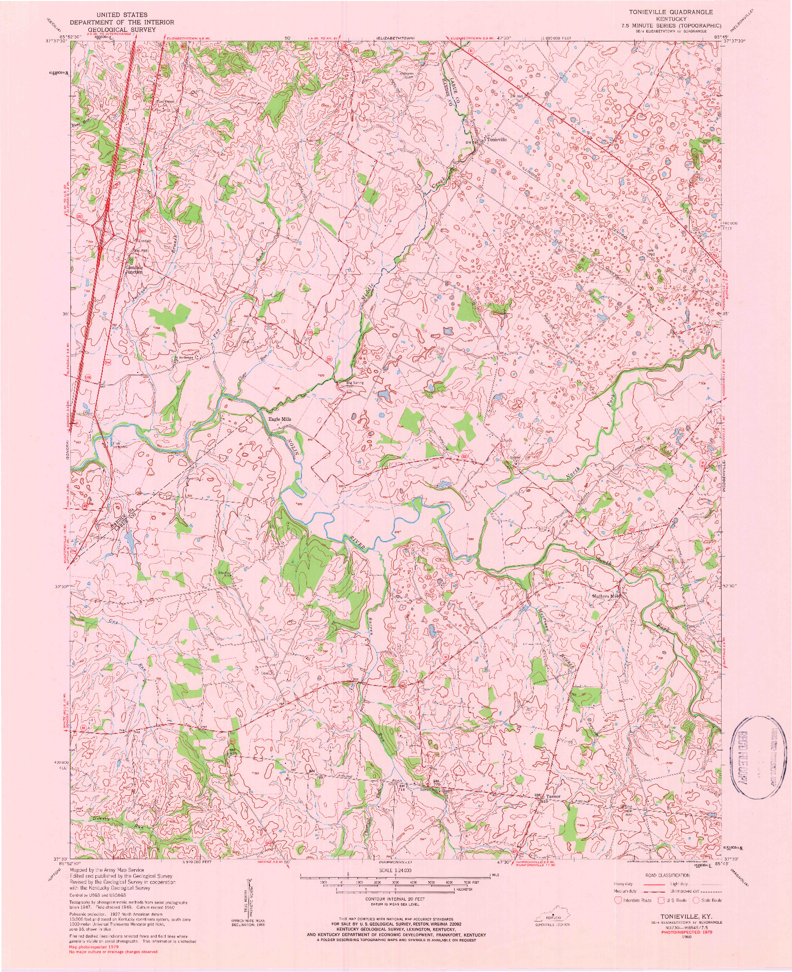 USGS 1:24000-SCALE QUADRANGLE FOR TONIEVILLE, KY 1979