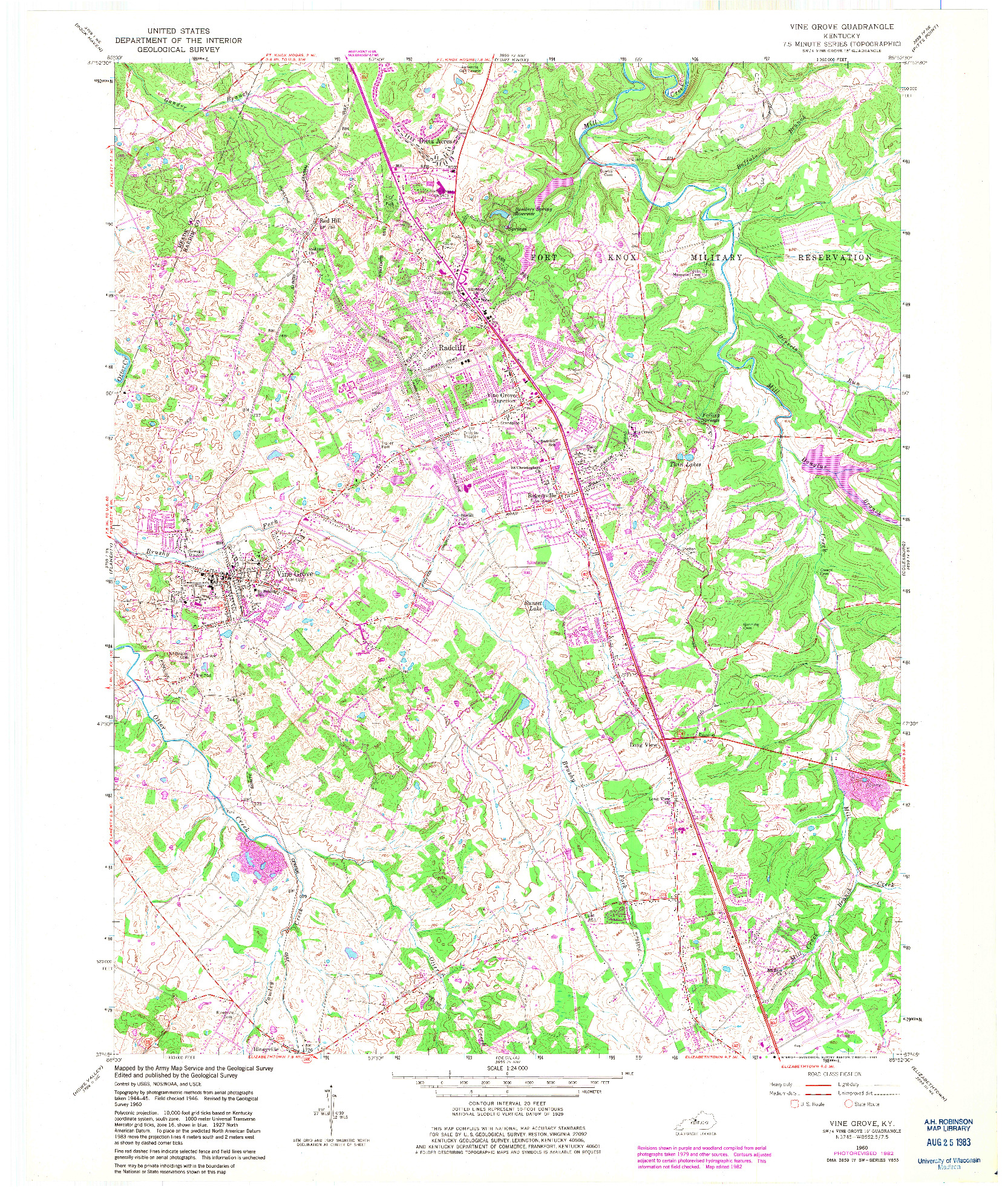 USGS 1:24000-SCALE QUADRANGLE FOR VINE GROVE, KY 1960