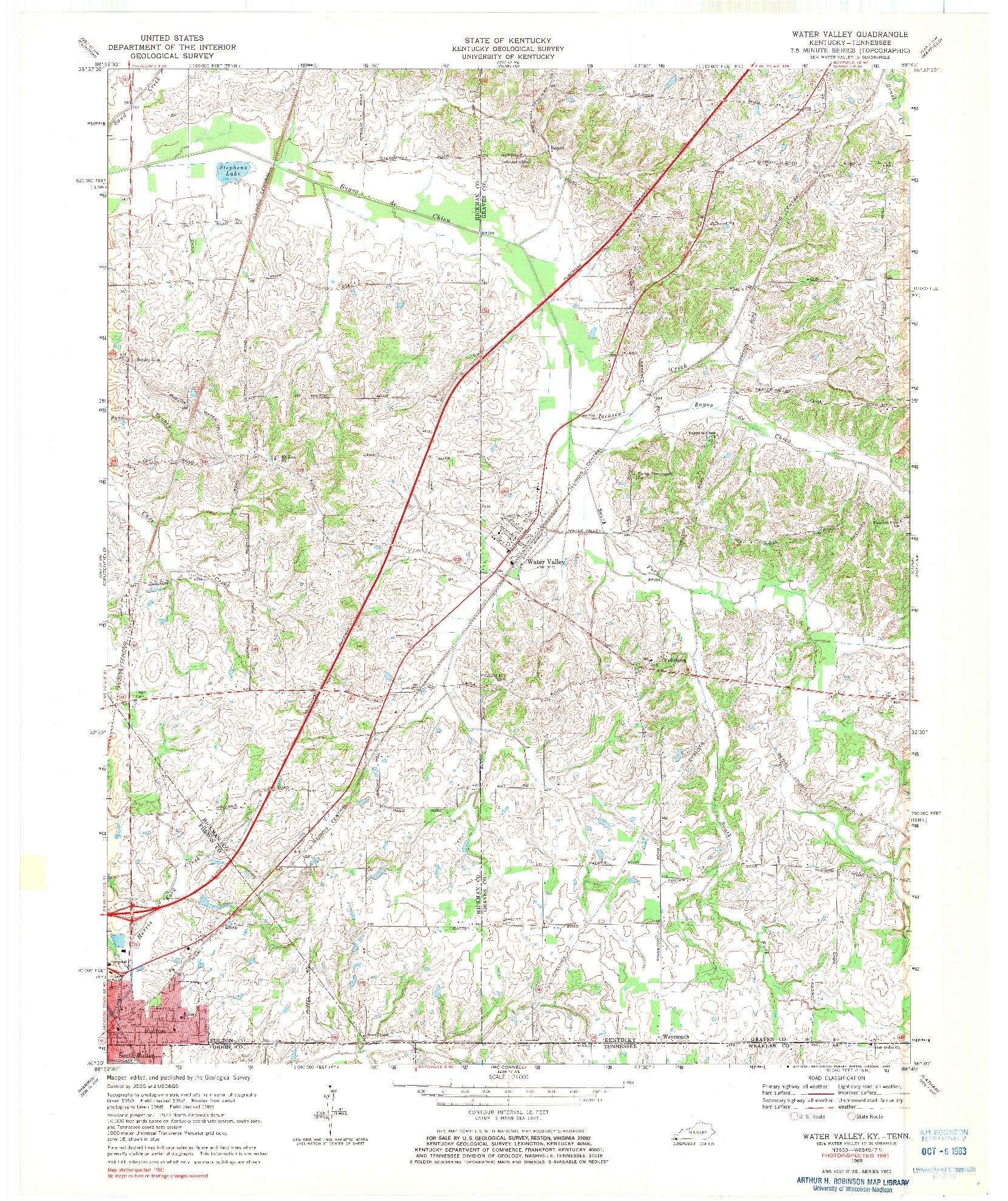 USGS 1:24000-SCALE QUADRANGLE FOR WATER VALLEY, KY 1969