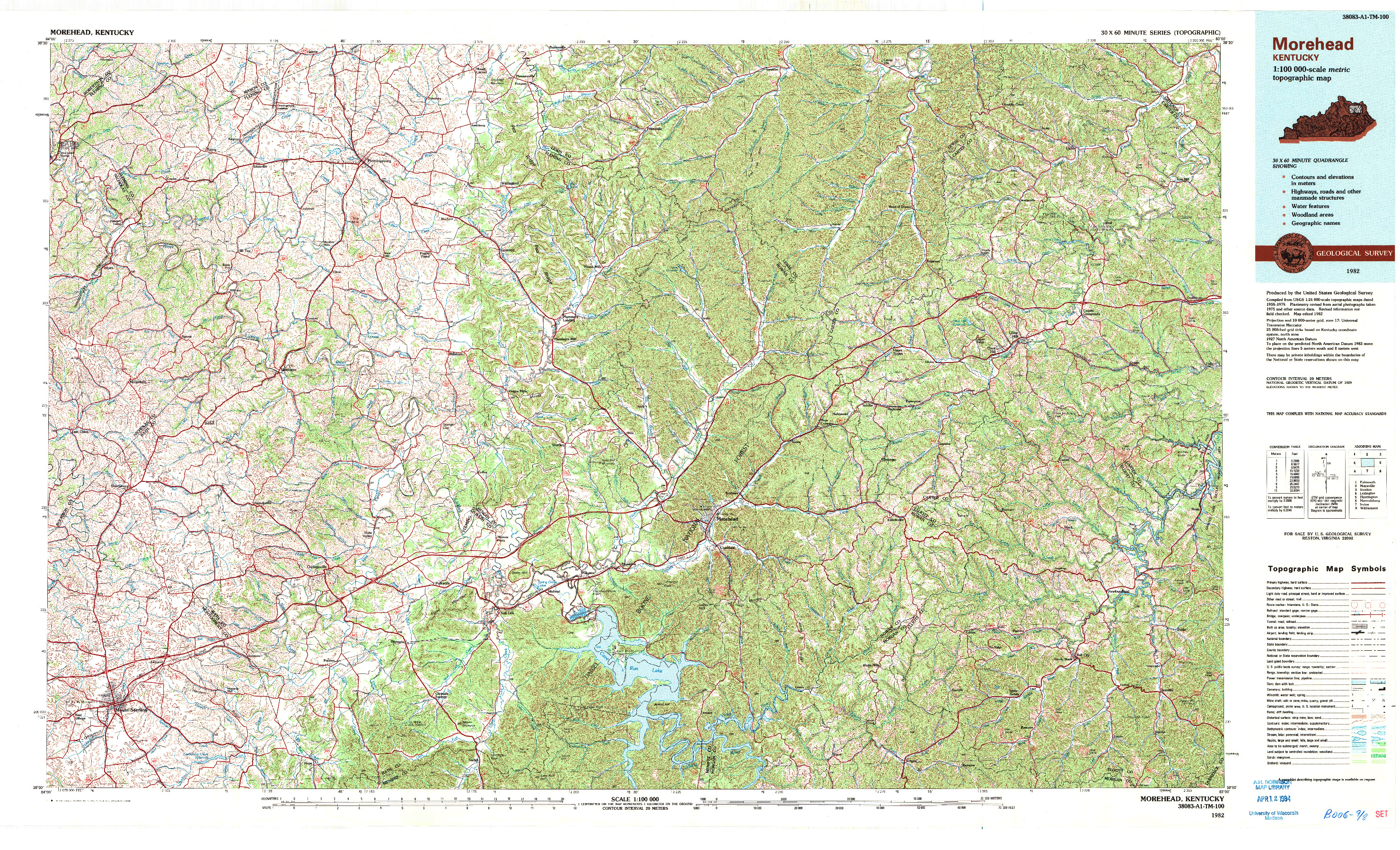 USGS 1:100000-SCALE QUADRANGLE FOR MOREHEAD, KY 1982