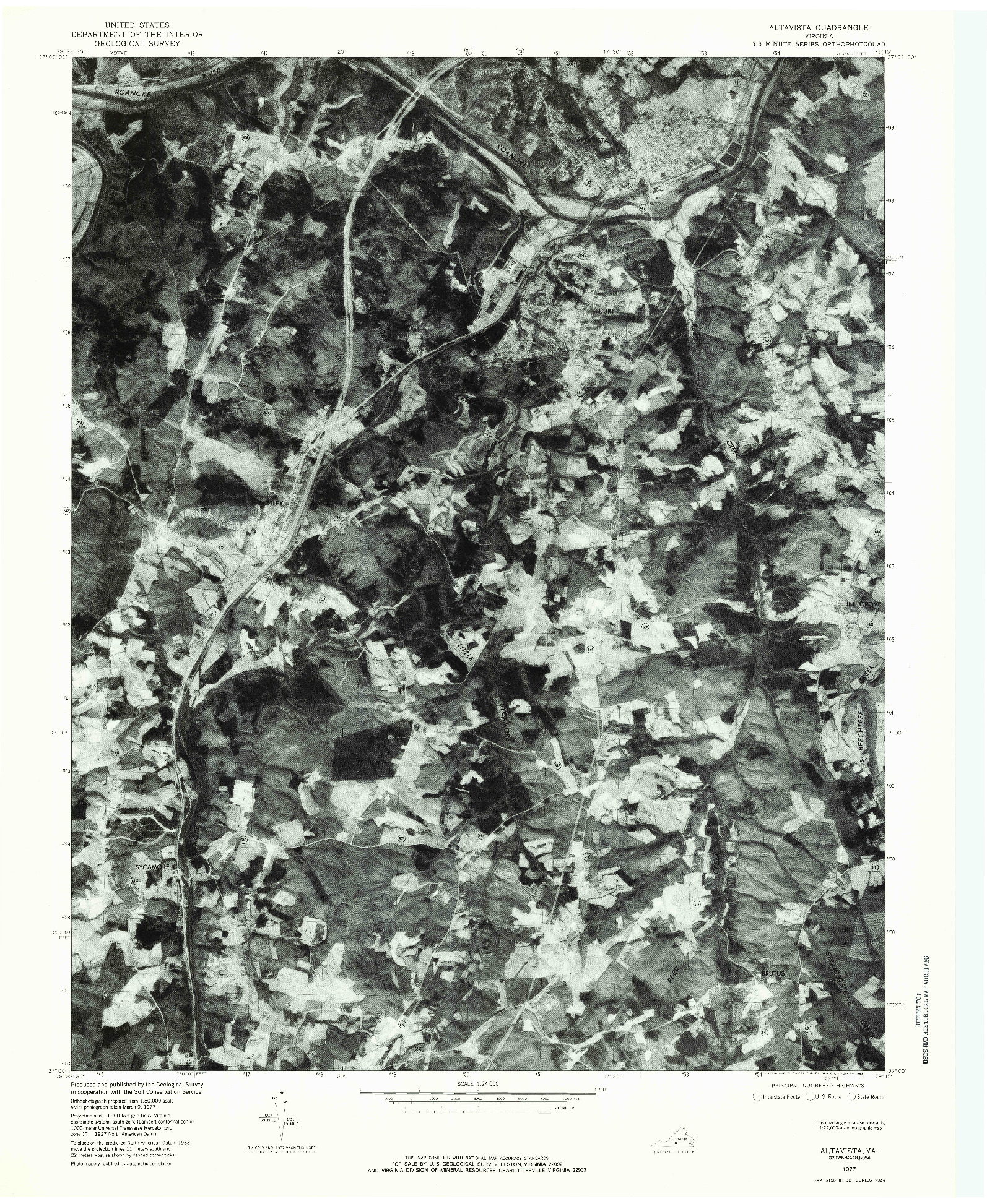 USGS 1:24000-SCALE QUADRANGLE FOR ALTAVISTA, VA 1977