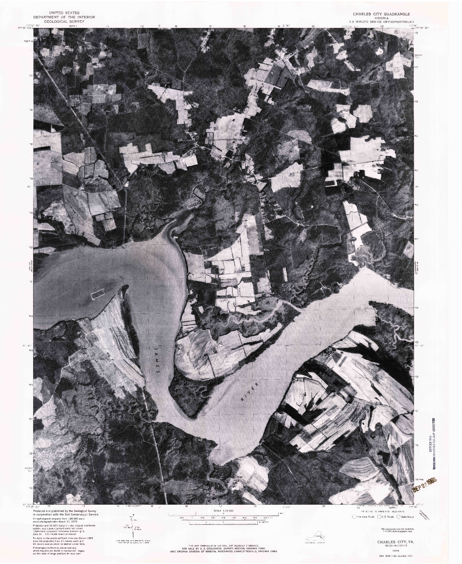 USGS 1:24000-SCALE QUADRANGLE FOR CHARLES CITY, VA 1979