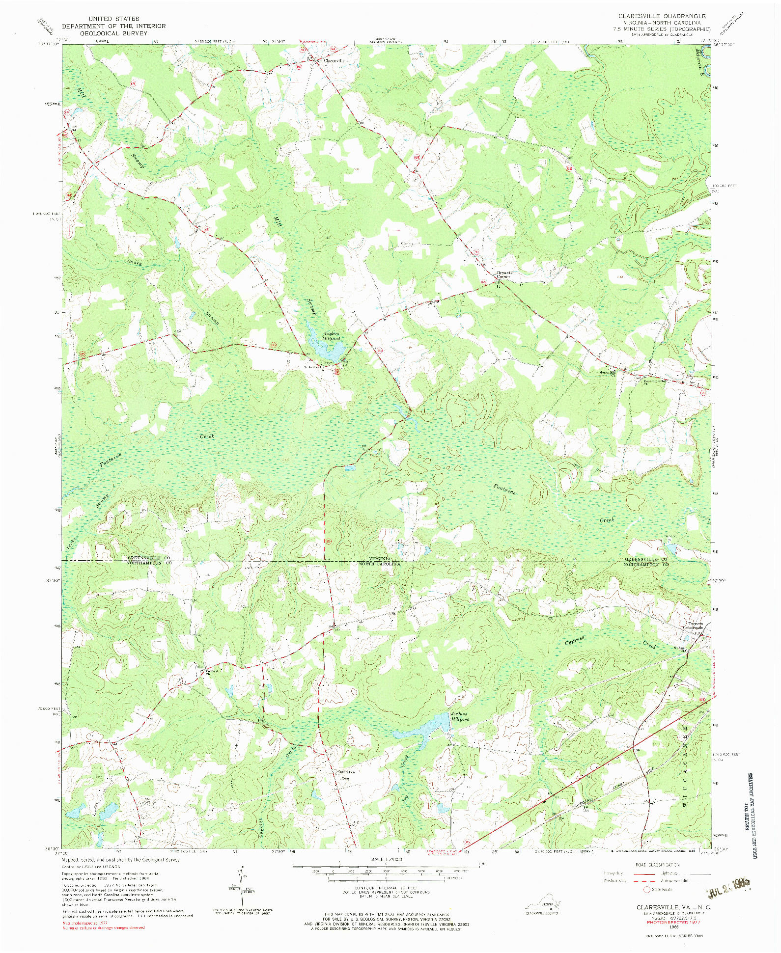 USGS 1:24000-SCALE QUADRANGLE FOR CLARESVILLE, VA 1966