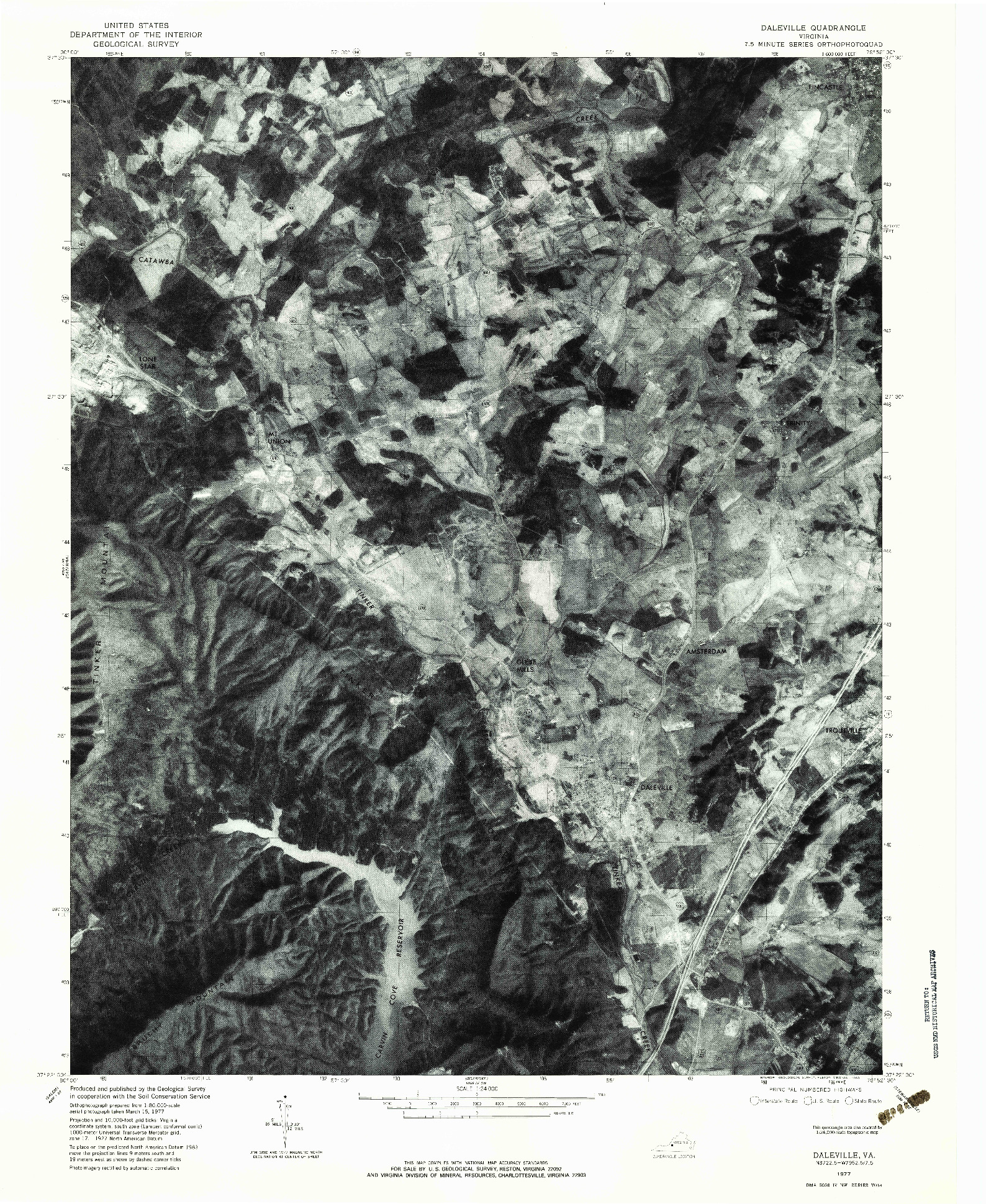 USGS 1:24000-SCALE QUADRANGLE FOR DALEVILLE, VA 1977