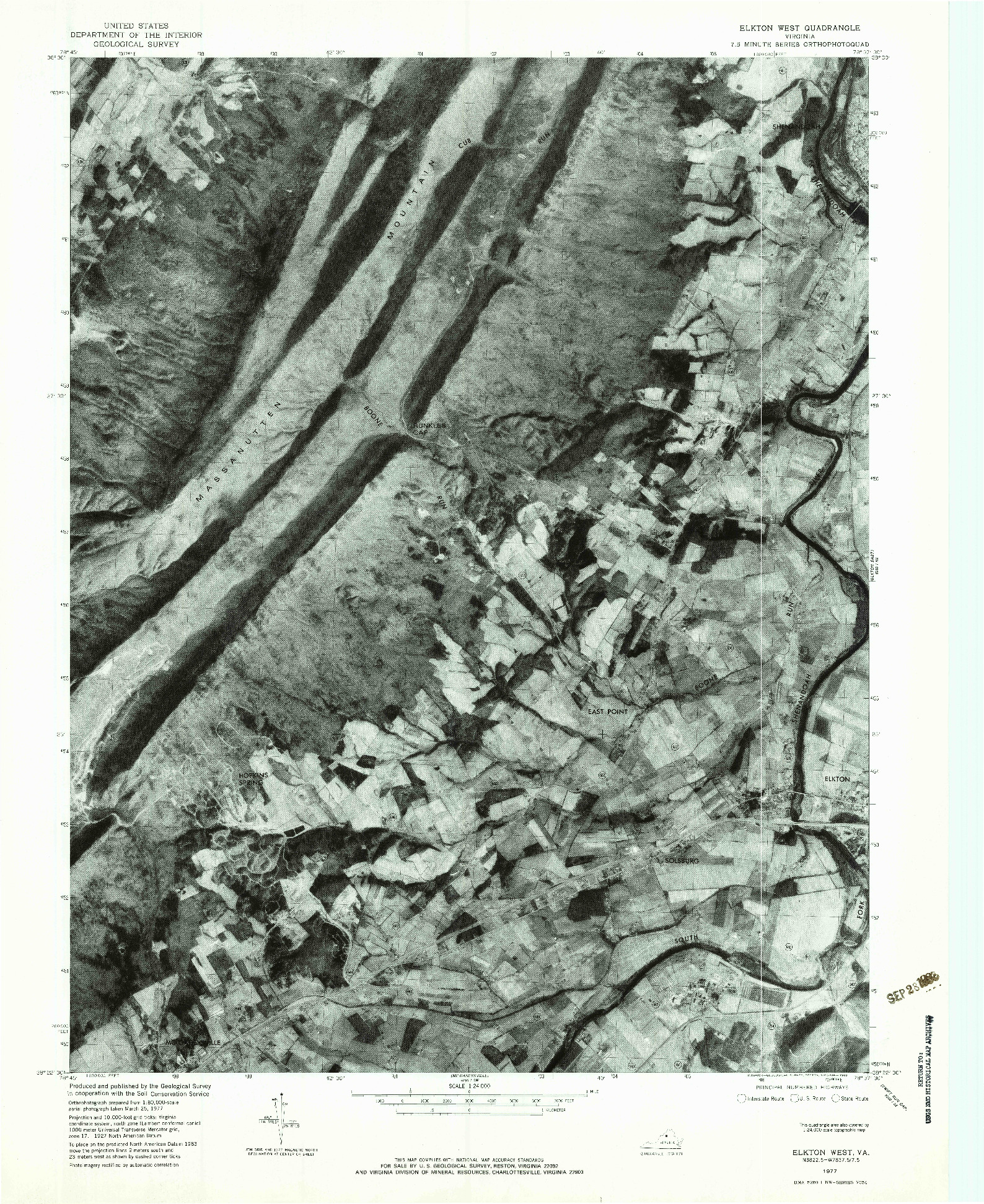 USGS 1:24000-SCALE QUADRANGLE FOR ELKTON WEST, VA 1977