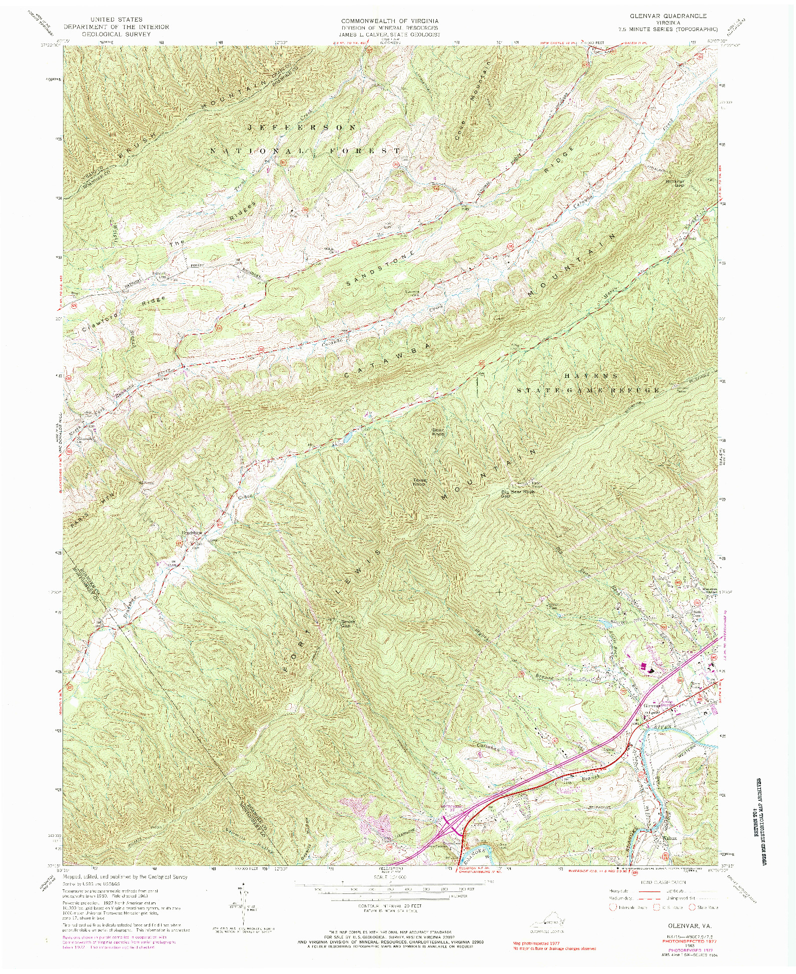 USGS 1:24000-SCALE QUADRANGLE FOR GLENVAR, VA 1963