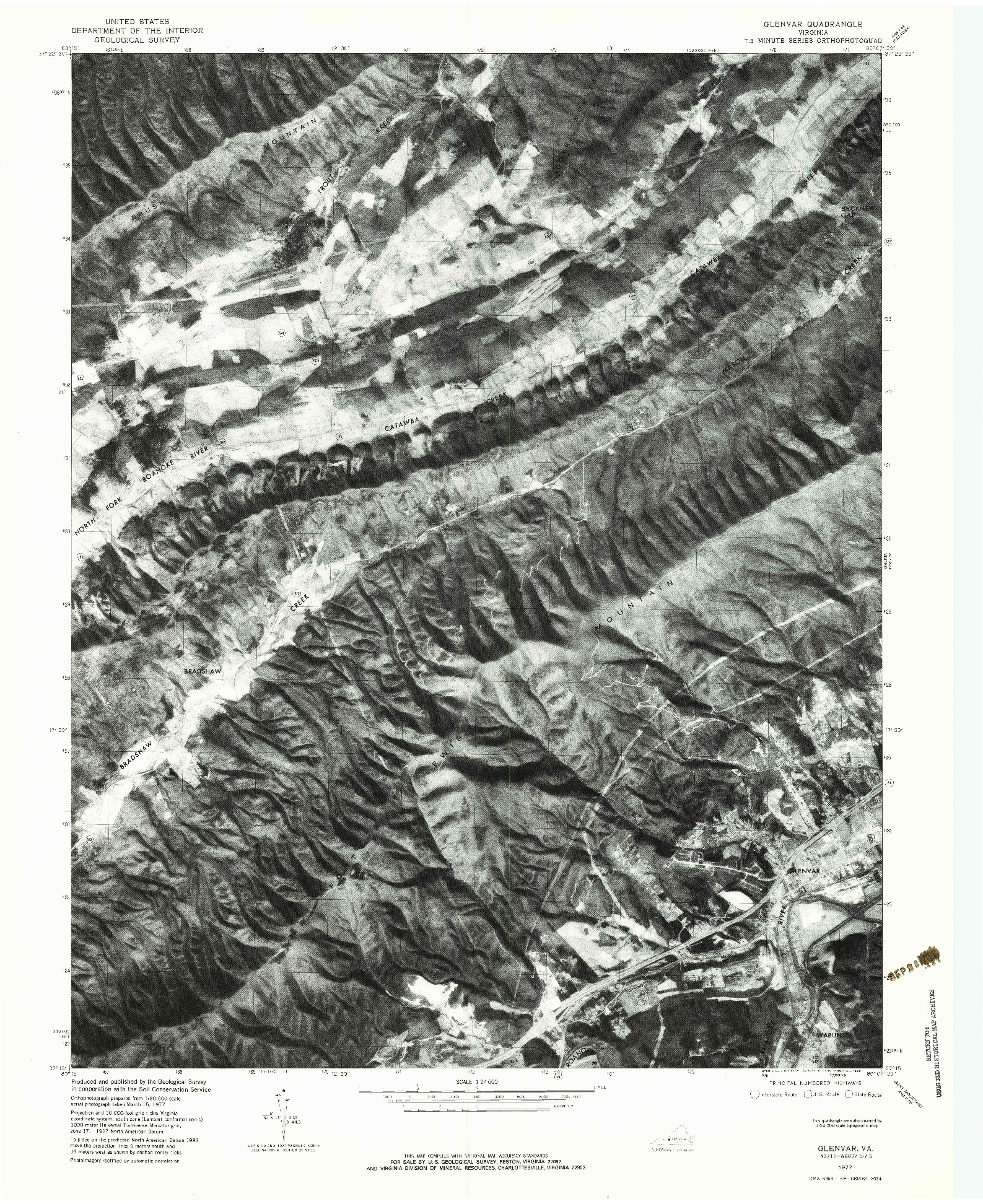 USGS 1:24000-SCALE QUADRANGLE FOR GLENVAR, VA 1977