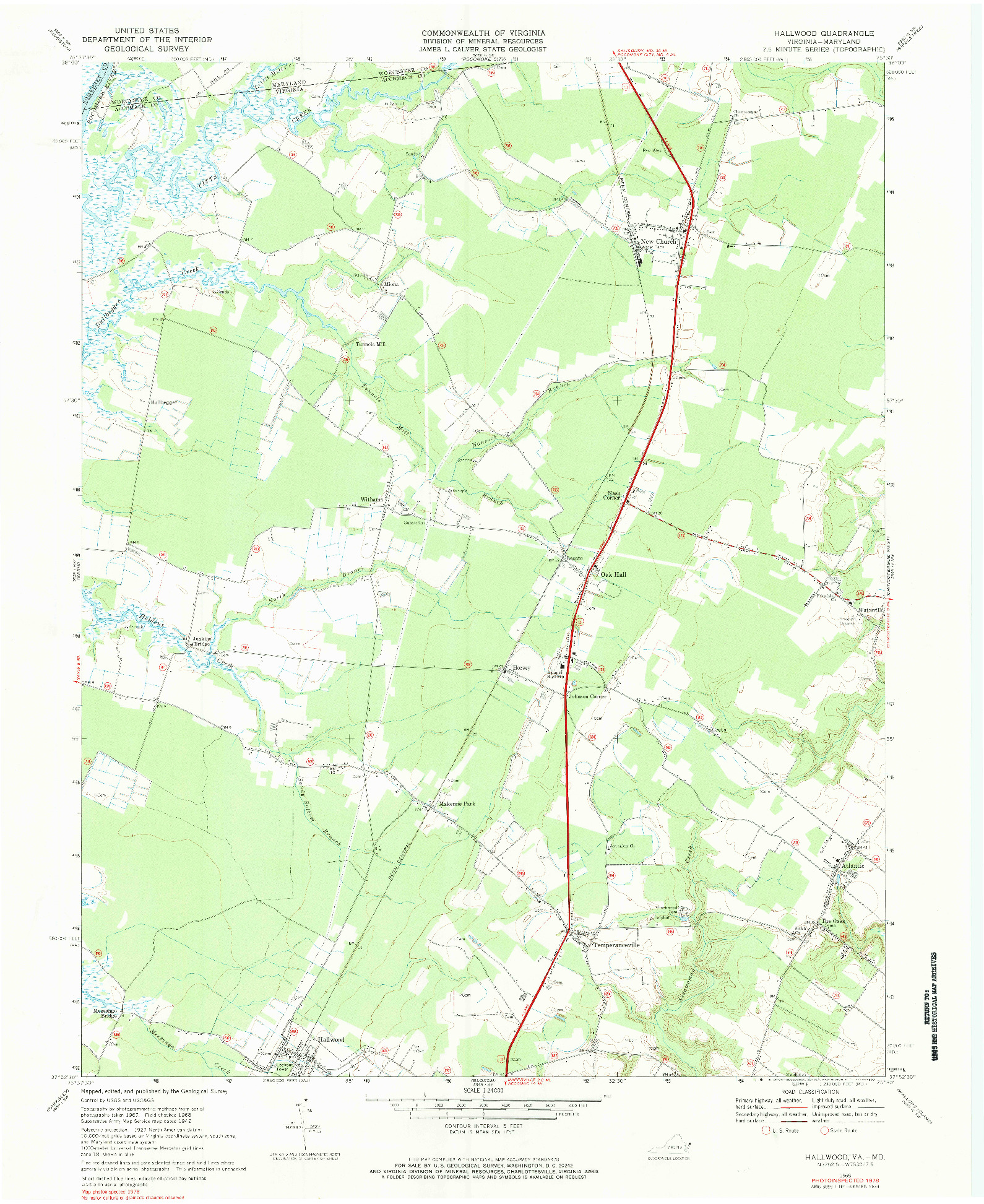 USGS 1:24000-SCALE QUADRANGLE FOR HALLWOOD, VA 1968