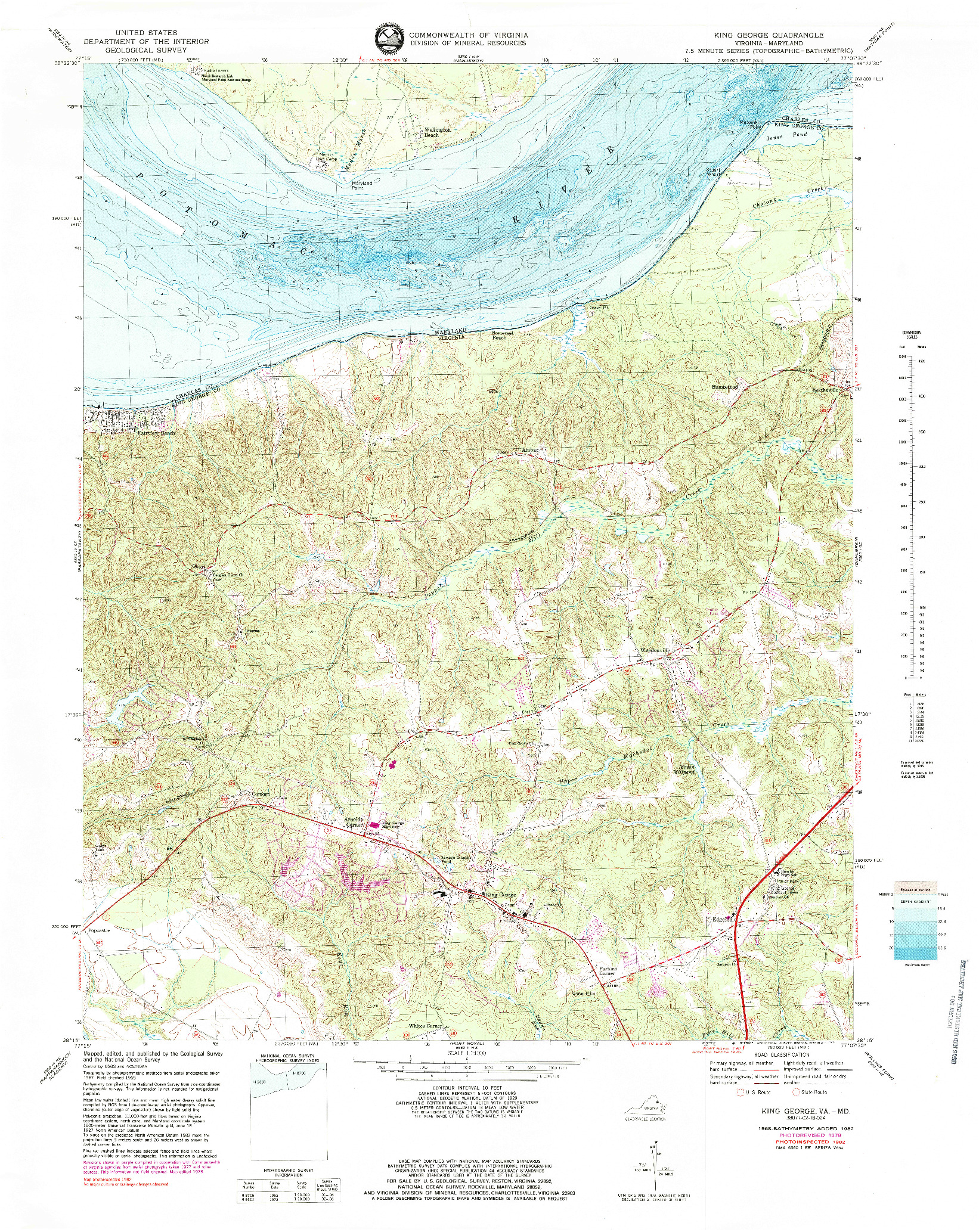 USGS 1:24000-SCALE QUADRANGLE FOR KING GEORGE, VA 1968