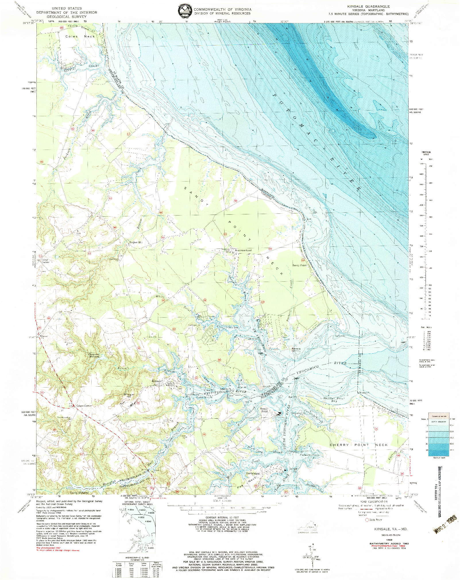 USGS 1:24000-SCALE QUADRANGLE FOR KINSALE, VA 1968