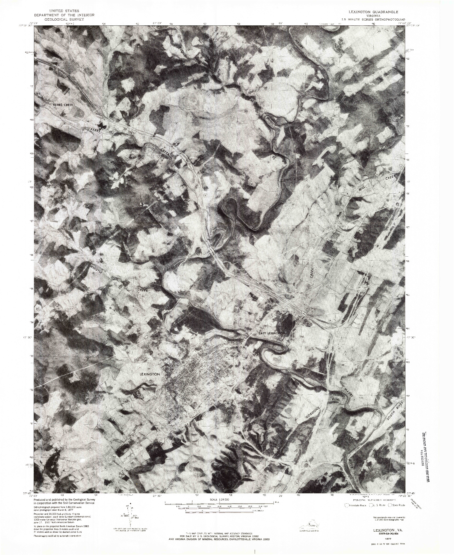 USGS 1:24000-SCALE QUADRANGLE FOR LEXINGTON, VA 1977