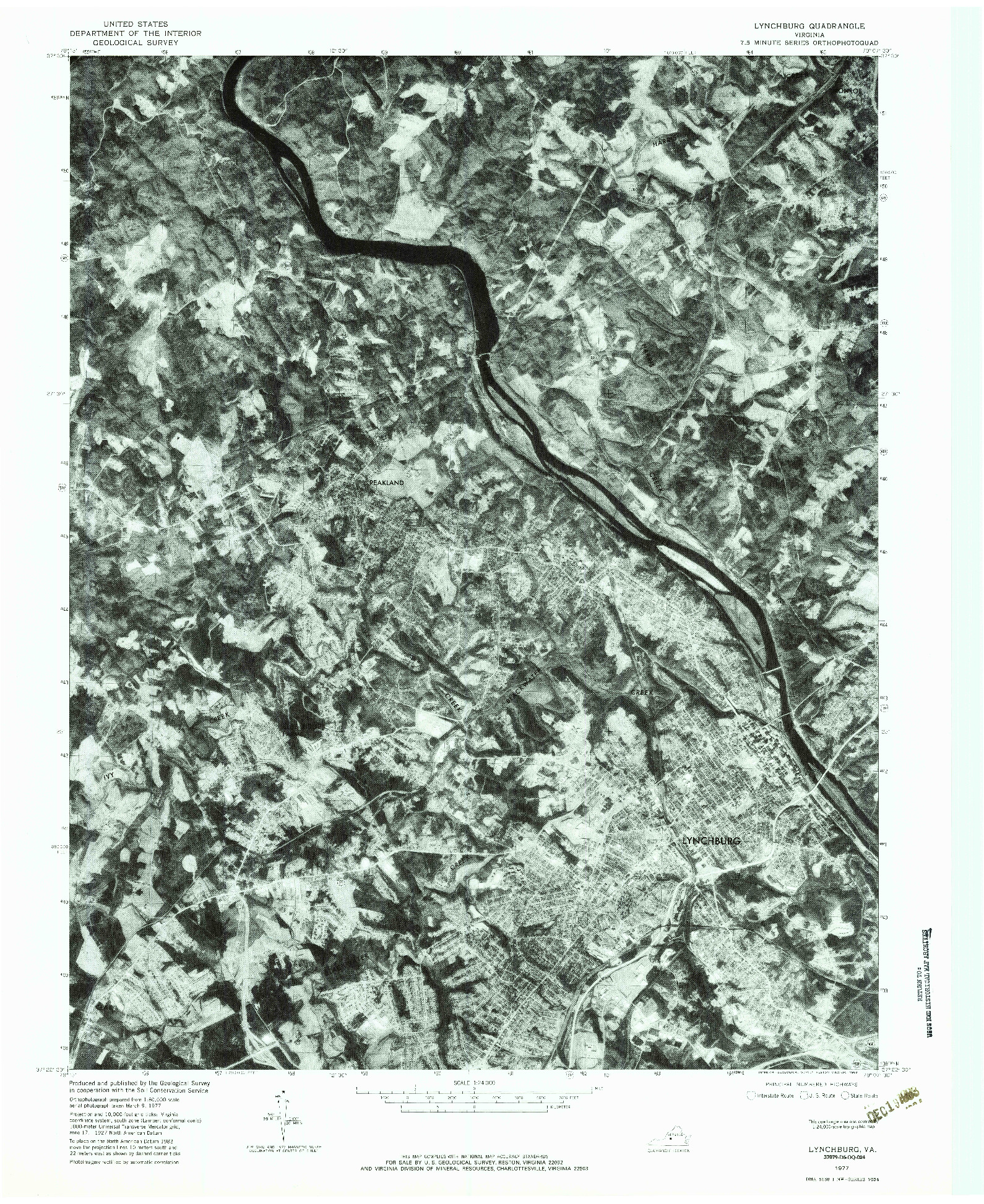 USGS 1:24000-SCALE QUADRANGLE FOR LYNCHBURG, VA 1977