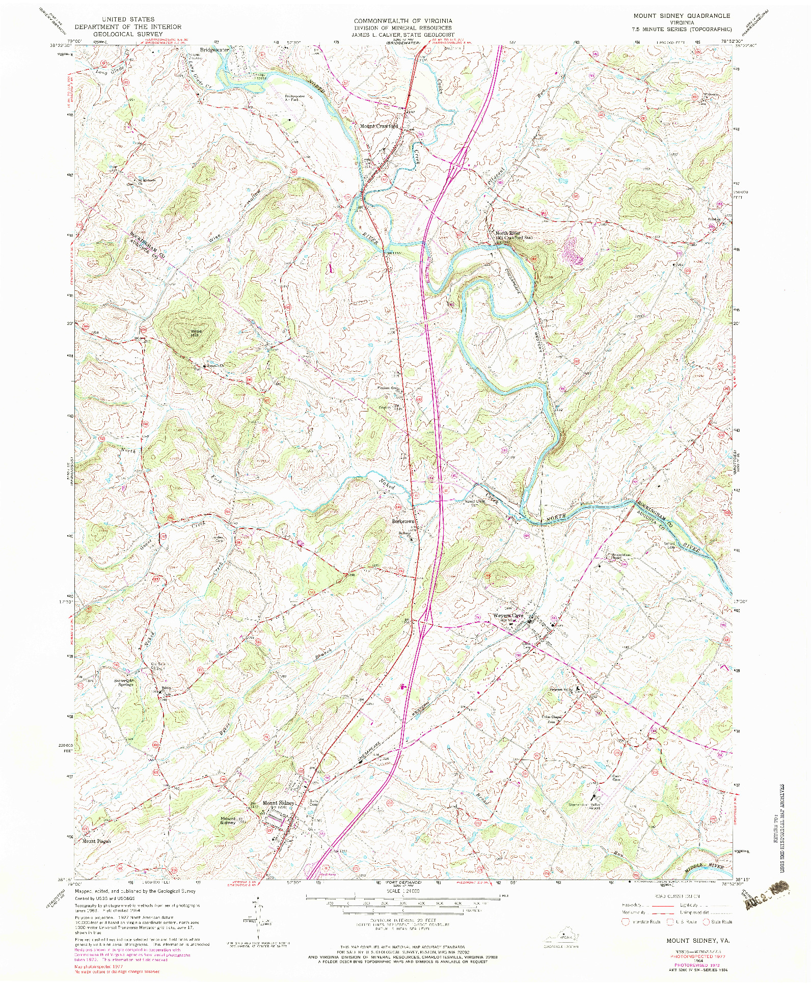 USGS 1:24000-SCALE QUADRANGLE FOR MOUNT SIDNEY, VA 1964
