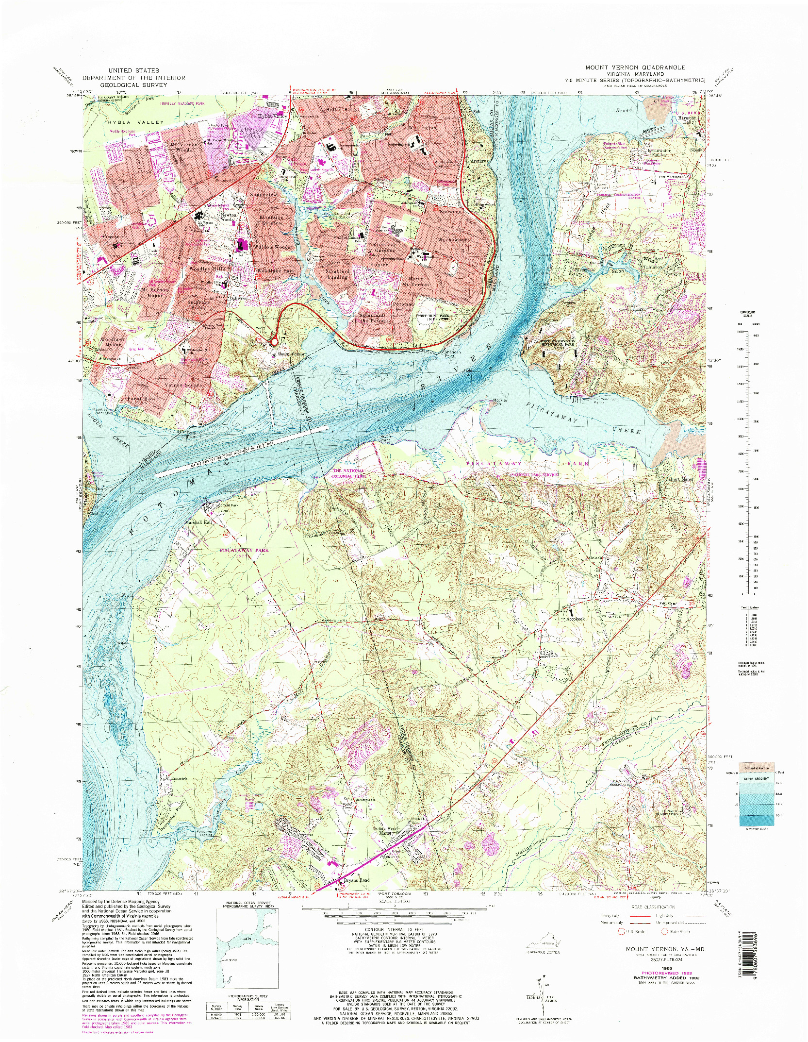 USGS 1:24000-SCALE QUADRANGLE FOR MOUNT VERNON, VA 1966