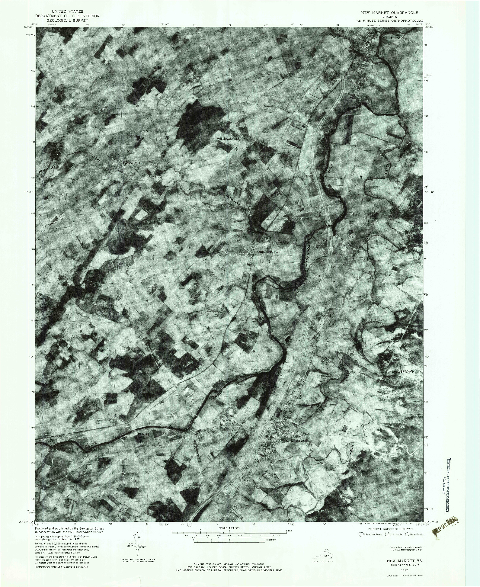 USGS 1:24000-SCALE QUADRANGLE FOR NEW MARKET, VA 1977