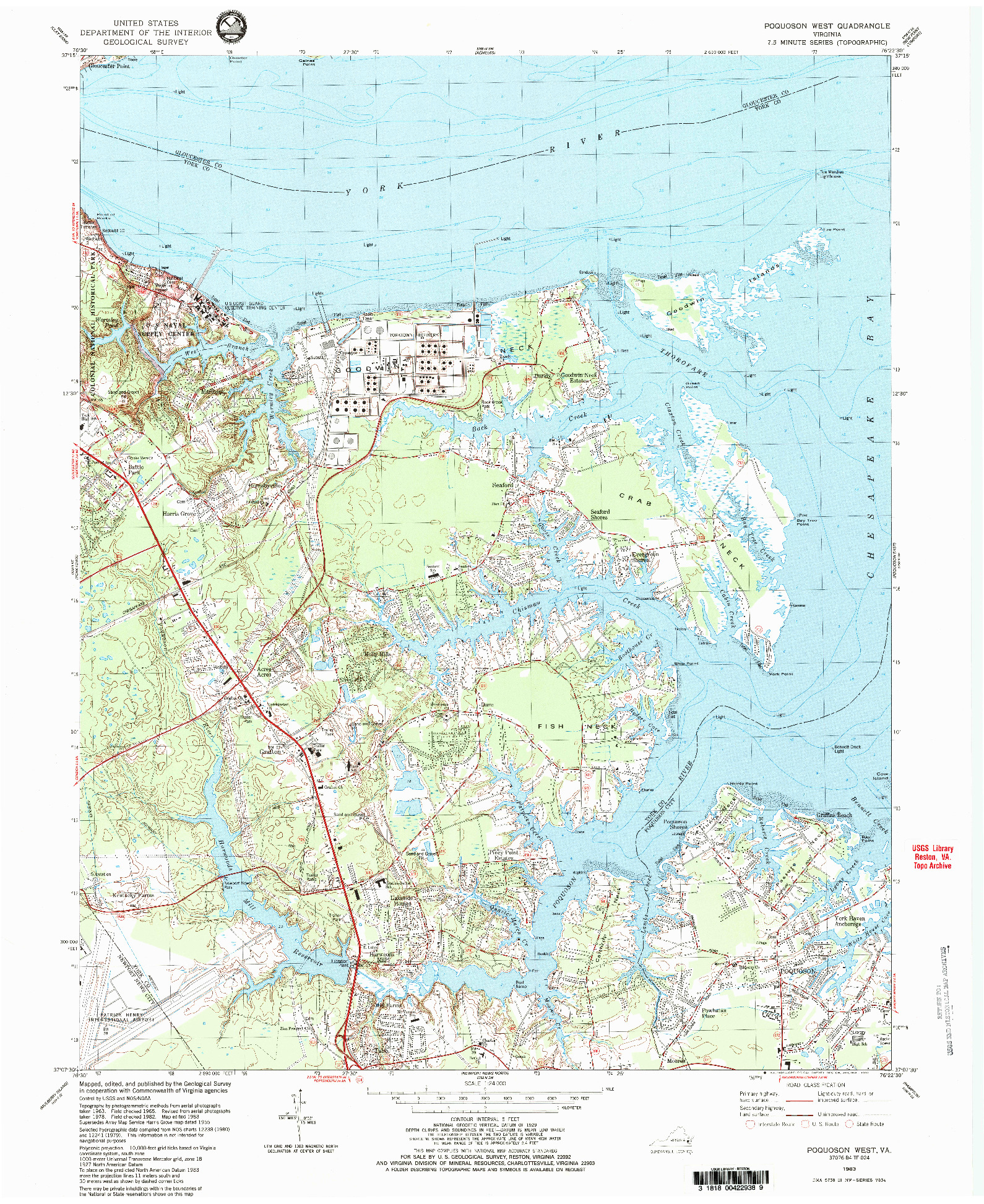 USGS 1:24000-SCALE QUADRANGLE FOR POQUOSON WEST, VA 1983