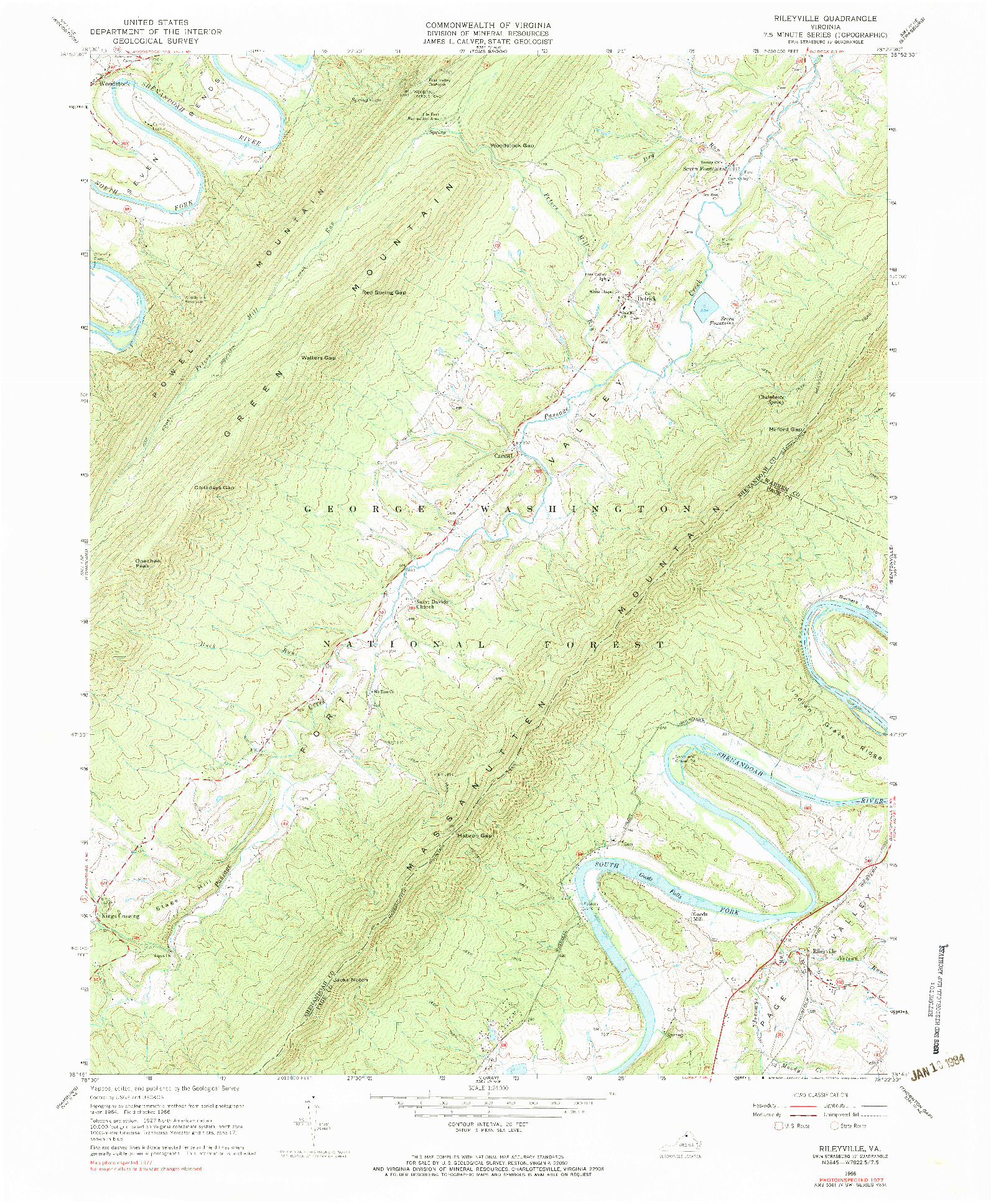 USGS 1:24000-SCALE QUADRANGLE FOR RILEYVILLE, VA 1966