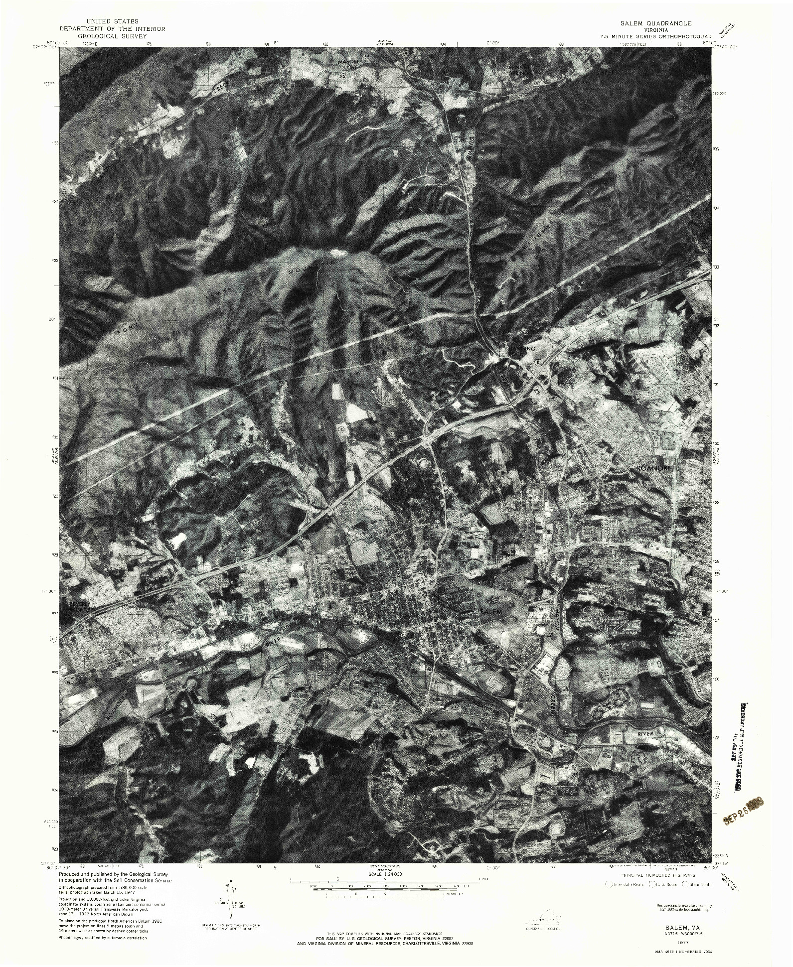 USGS 1:24000-SCALE QUADRANGLE FOR SALEM, VA 1977